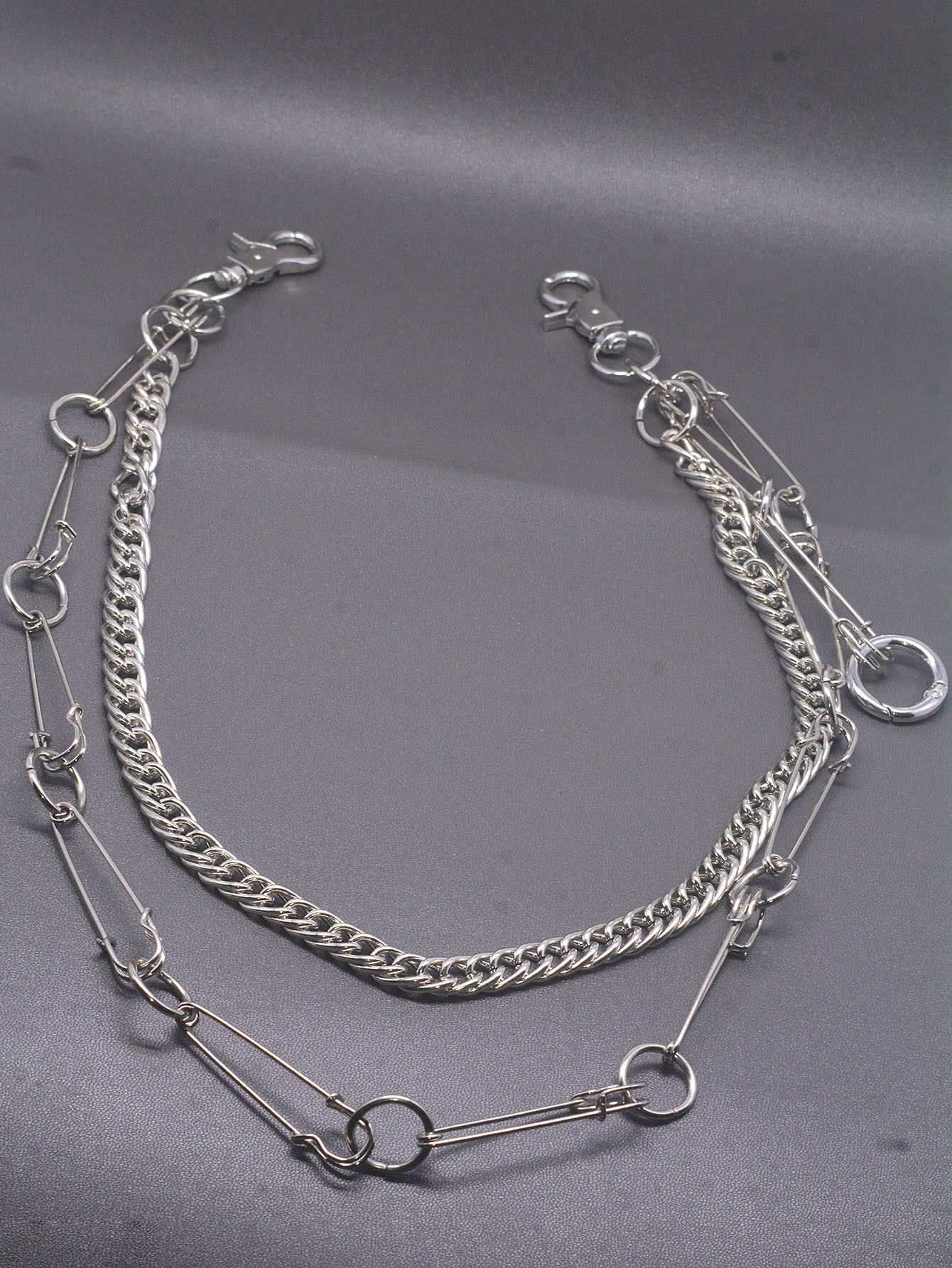 Japanese Brand × Jewelry Double-Layer Curl Pants Chain with Safety Pin Size ONE SIZE - 1 Thumbnail