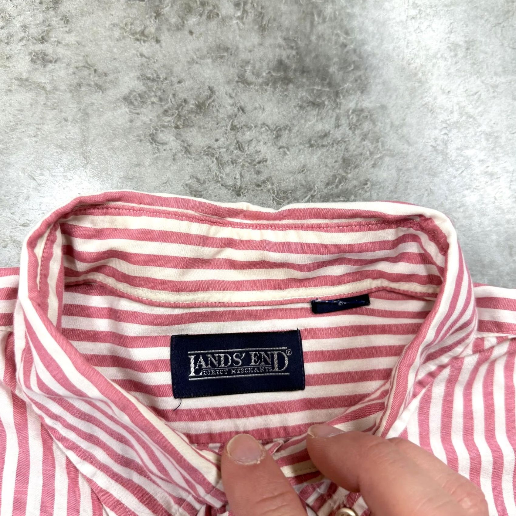 Lands' End Vintage Lands' End Shirt Mens Large Red Stripe Button Down Long Sleeve 90s Size US L / EU 52-54 / 3 - 2 Thumbnail