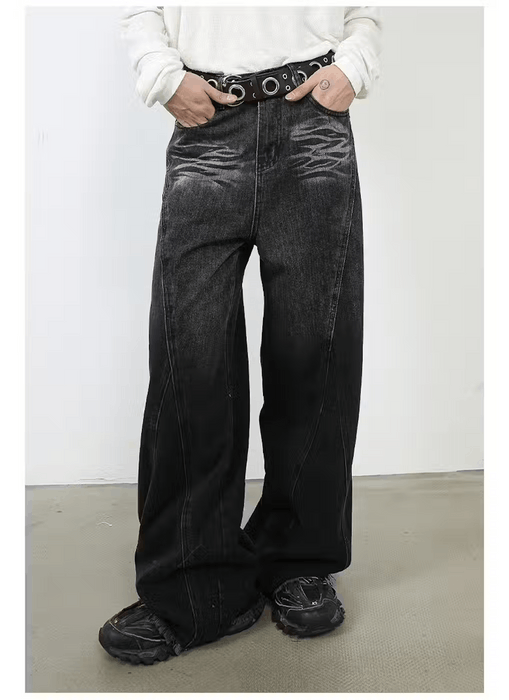 Ganni Black Washed Baggy Jeans
