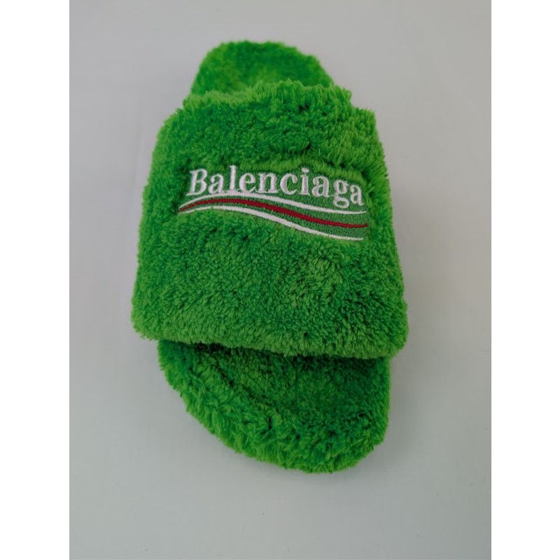 Balenciaga o1rshd1 Furry Political Campaign Slide Sandal in Apple Green Size US 9 / EU 42 - 17 Thumbnail