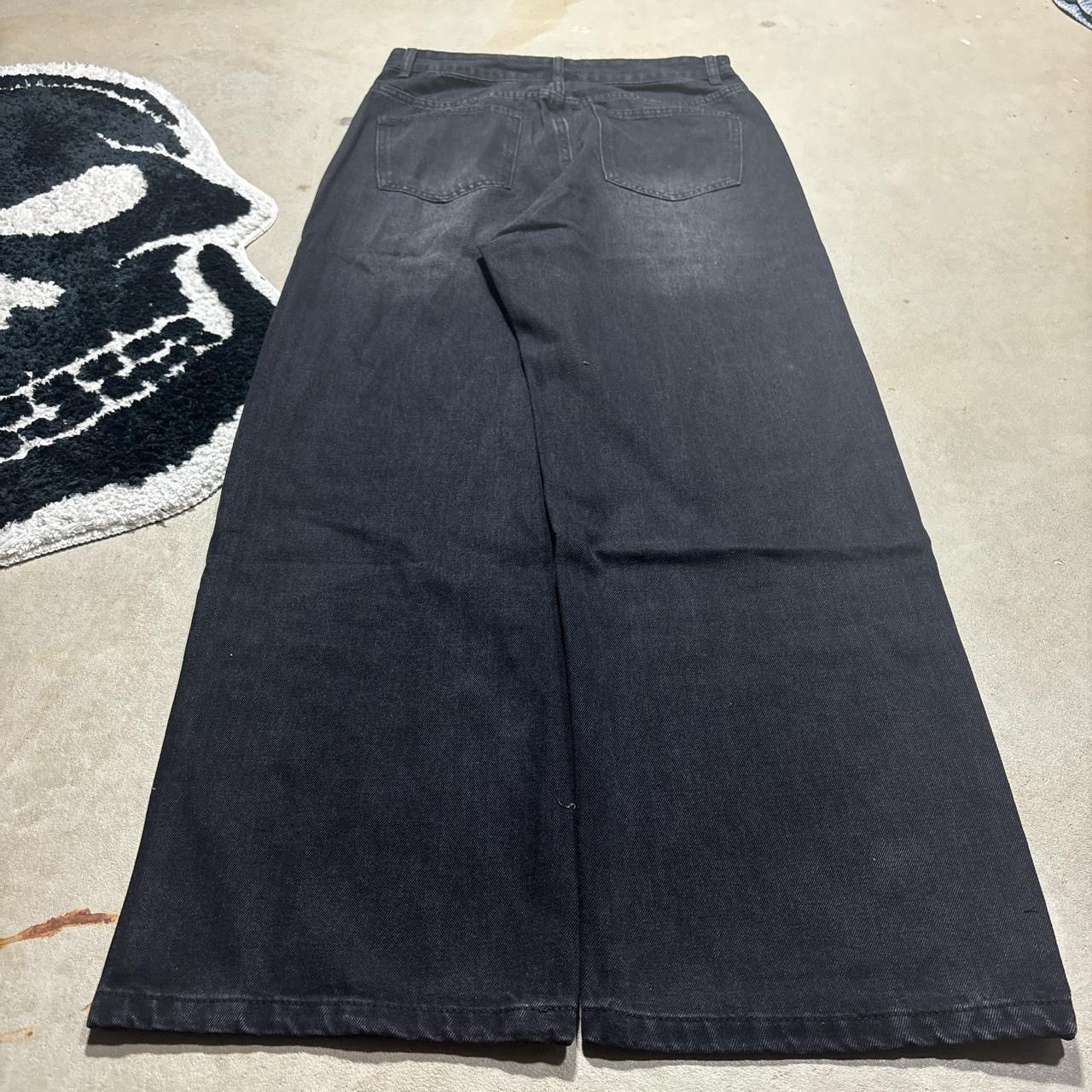 Japanese Brand Y2K Black Washed Wide-Leg Denim Jeans Size US 30 / EU 46 - 4 Thumbnail