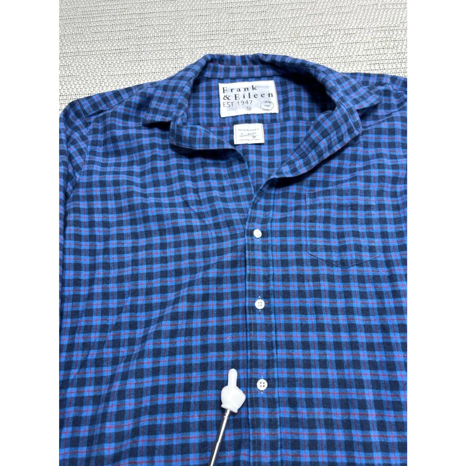 Vintage Frank And Eileen Shirt Womens Medium Blue Cotton Plaid Flannel Button Up Size M / US 6-8 / IT 42-44 - 4 Thumbnail