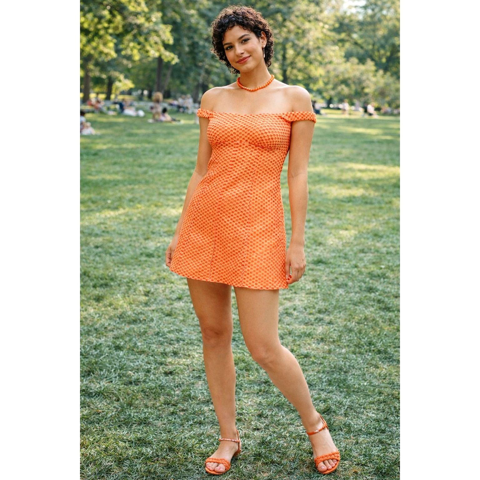 Free People Free People Berry Kiss Off Shoulder Minidress White Peach L Size L / US 10 / IT 46 - 1 Thumbnail