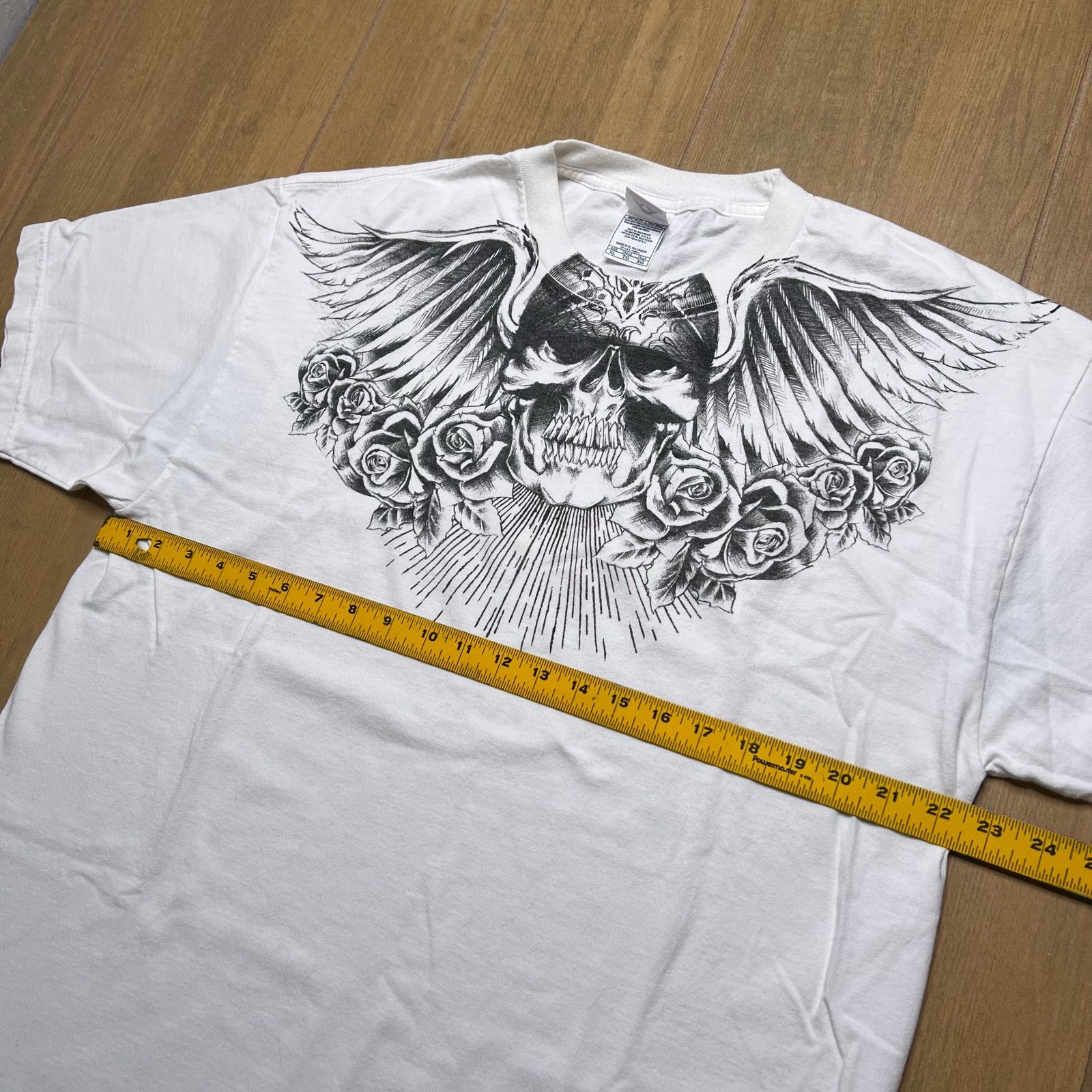 Vintage Skull Wings Graphic T Shirt XL White Biker Gothic Y2K Size US XL / EU 56 / 4 - 6 Thumbnail