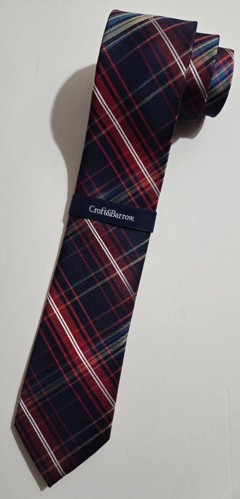 Croft & Barrow Croft and Barrow Necktie Tie Red and Navy Plaid NEW NWT Size ONE SIZE - 1 Thumbnail