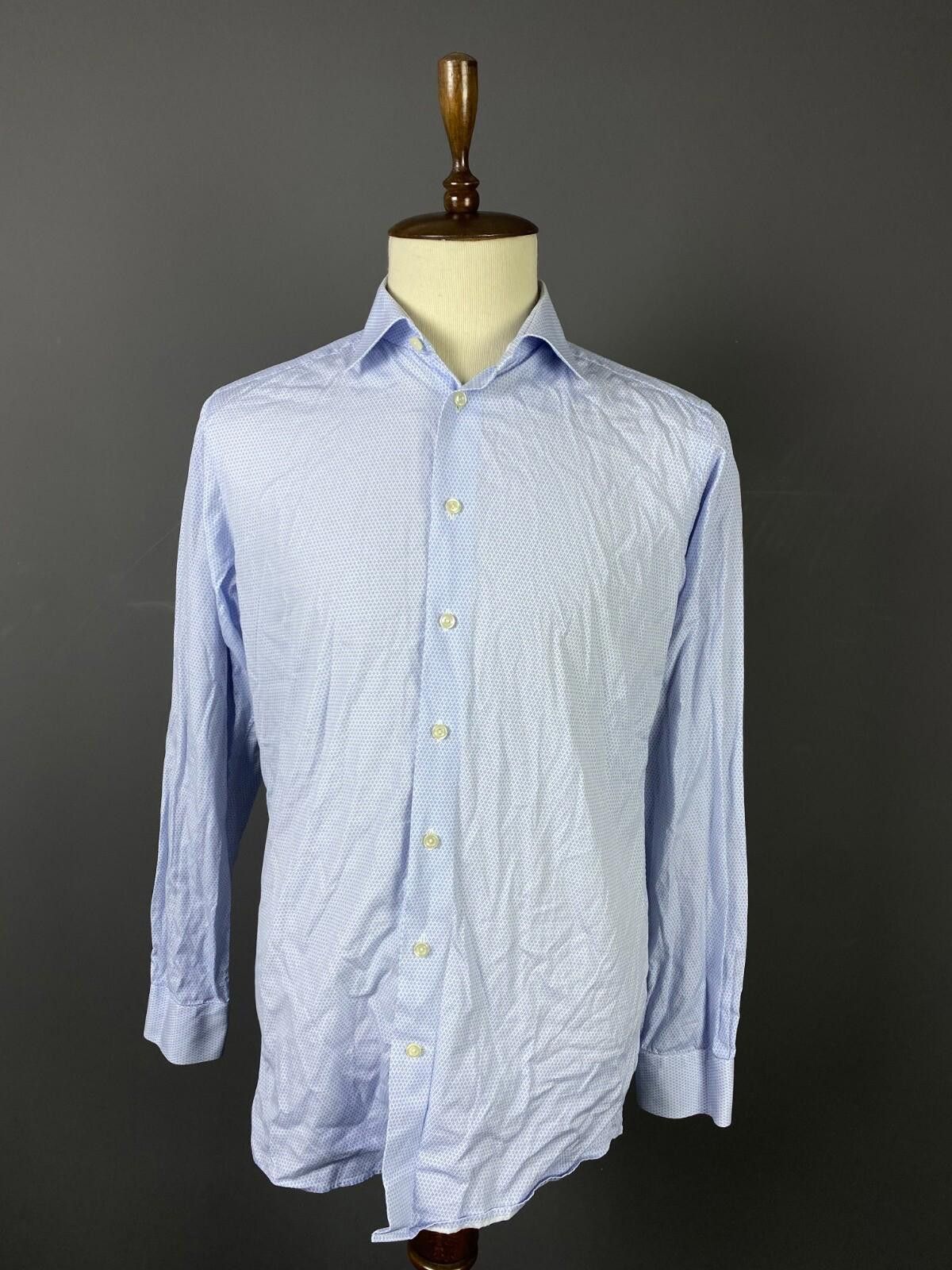 Eton Eton Luxury Made to Measure Blue Classis Dress Dress Shirt Size US L / EU 52-54 / 3 - 1 Thumbnail
