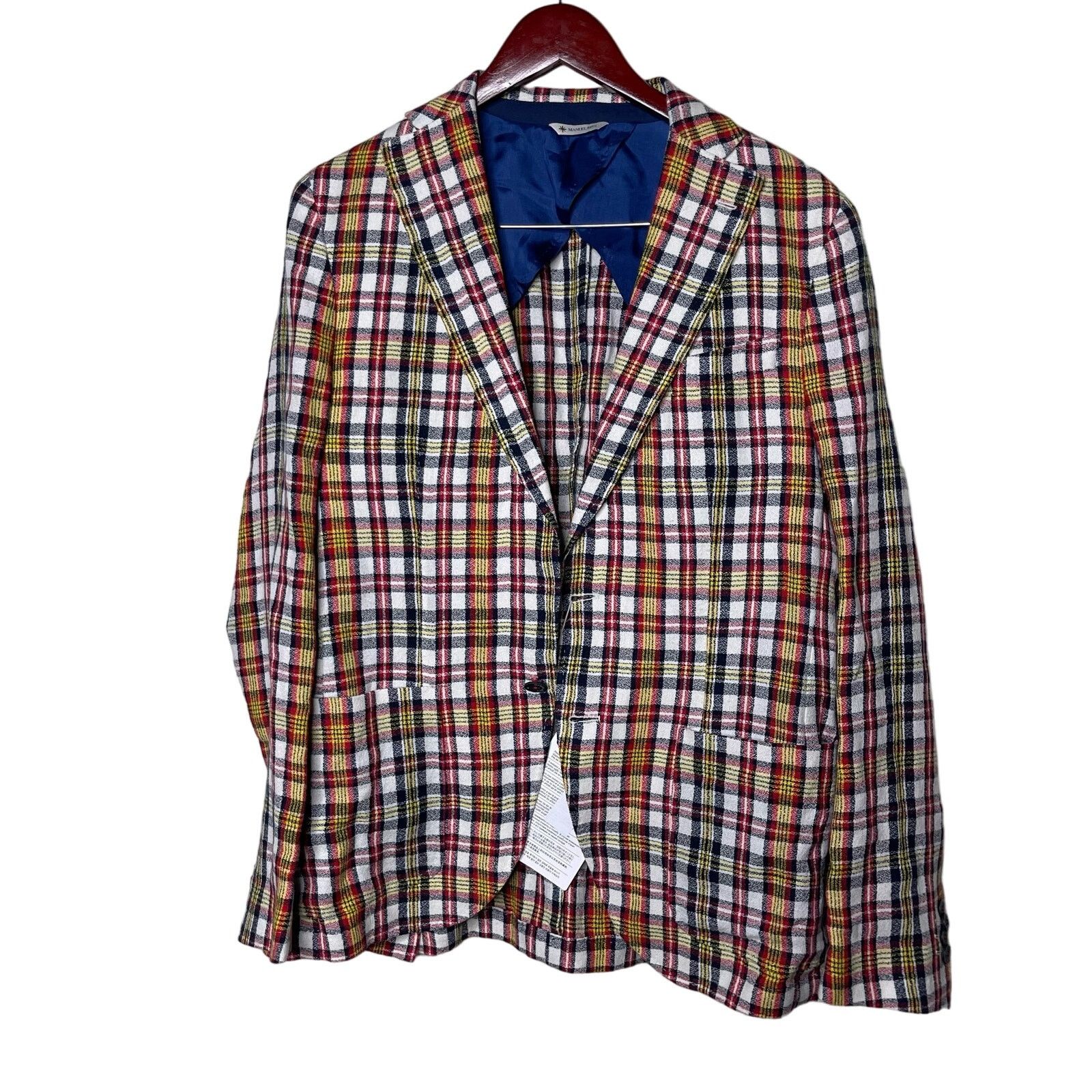 Manuel Ritz Manuel Ritz Kariertes Sakko Weiss Long Sleeve Blazer Plaid Size US L / EU 52-54 / 3 - 2 Thumbnail