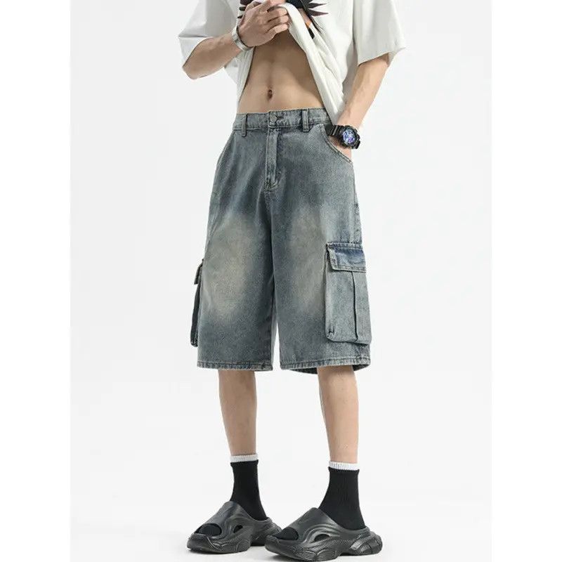 Japanese Brand × Jean Retro straight tube loose pocket denim shorts Size US 32 / EU 48 - 2 Thumbnail