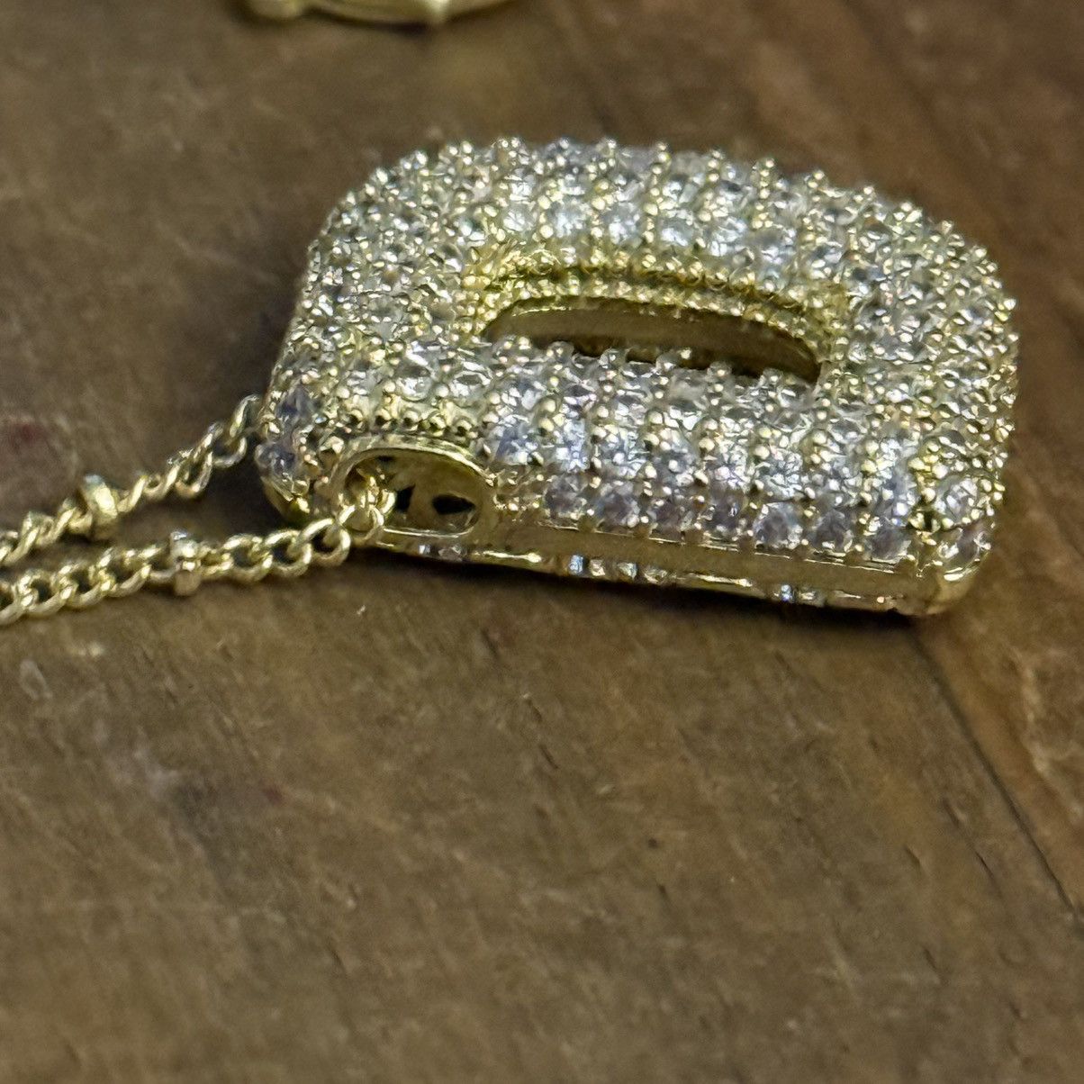 Other Gold tone puffy pave initial letter D pendant necklace Size ONE SIZE - 6 Thumbnail