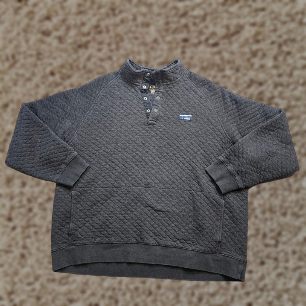 Vintage LL Bean Sweater Mens 2XL Gray Quilted Mock Neck Sweatshirt Pockets Casual Size US XXL / EU 58 / 5 - 1 Thumbnail