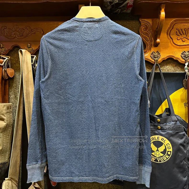 RRL Ralph Lauren RRL Ralph Lauren Blue dyed Henry shirt base shirt Size US S / EU 44-46 / 1 - 2 Thumbnail