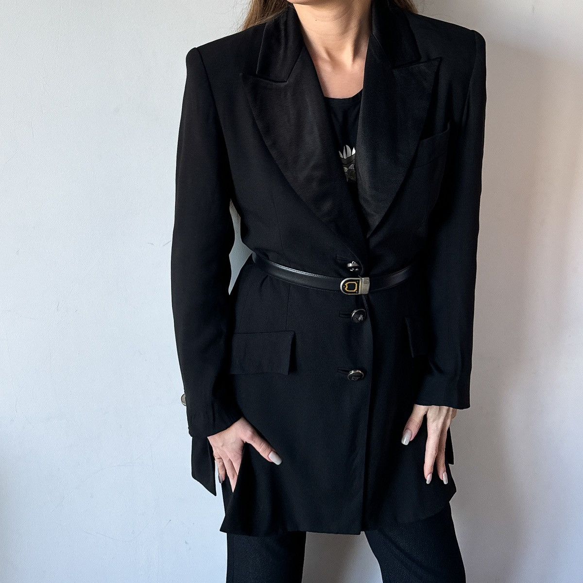 Designer × Jean-Louis Scherrer × Vintage Jean Louis Scherrer Boutique Paris Black Blazer 90's Size L / US 10 / IT 46 - 5 Thumbnail
