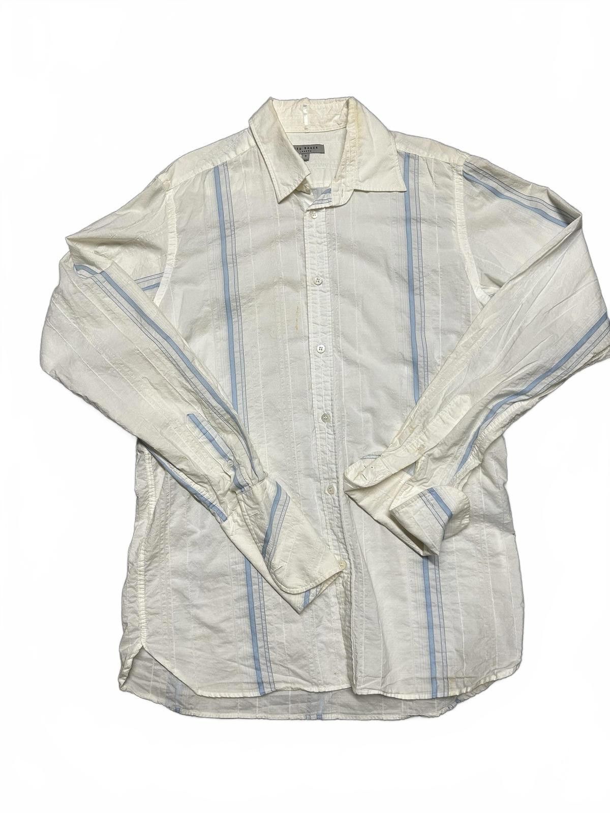 Ted Baker Ted Baker White Striped Long Sleeve Shirt Size US S / EU 44-46 / 1 - 2 Thumbnail