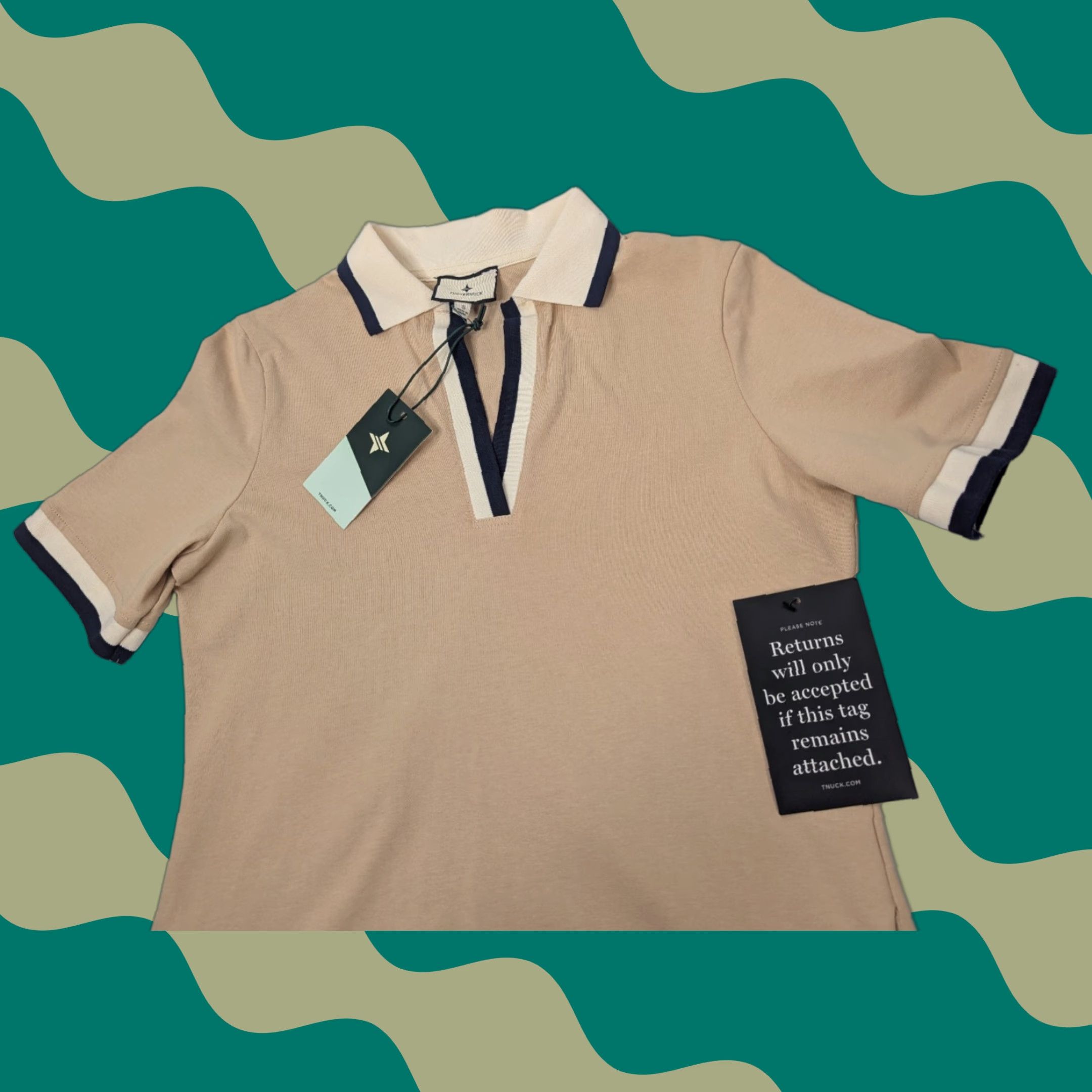 Vintage VINTAGE Tuckernuck Polo Dress Womens Small Beige Trim Cotton Pockets Preppy V20063T Size S / US 4 / IT 40 - 1 Thumbnail