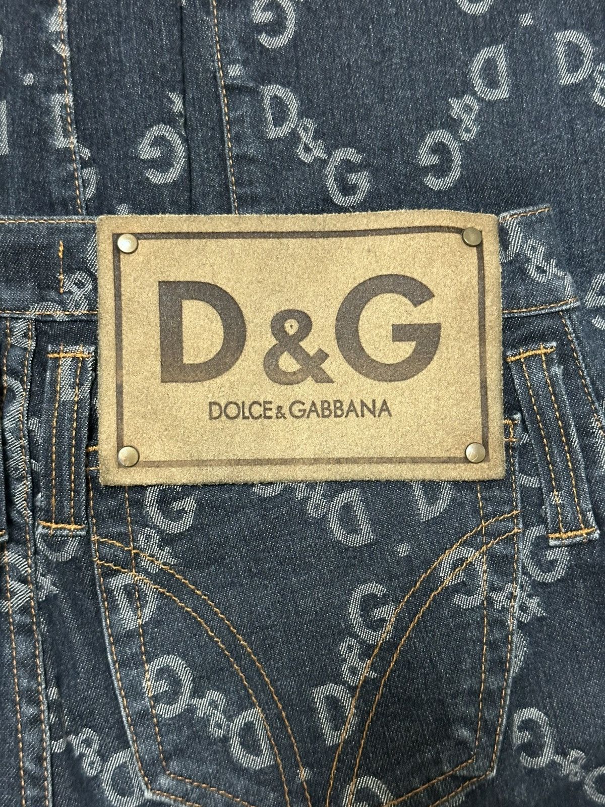Dolce & Gabbana D&G Fall Winter 2002 Logo Skinny Stretch Denim Jeans Size 28" / US 6 / IT 42 - 6 Thumbnail