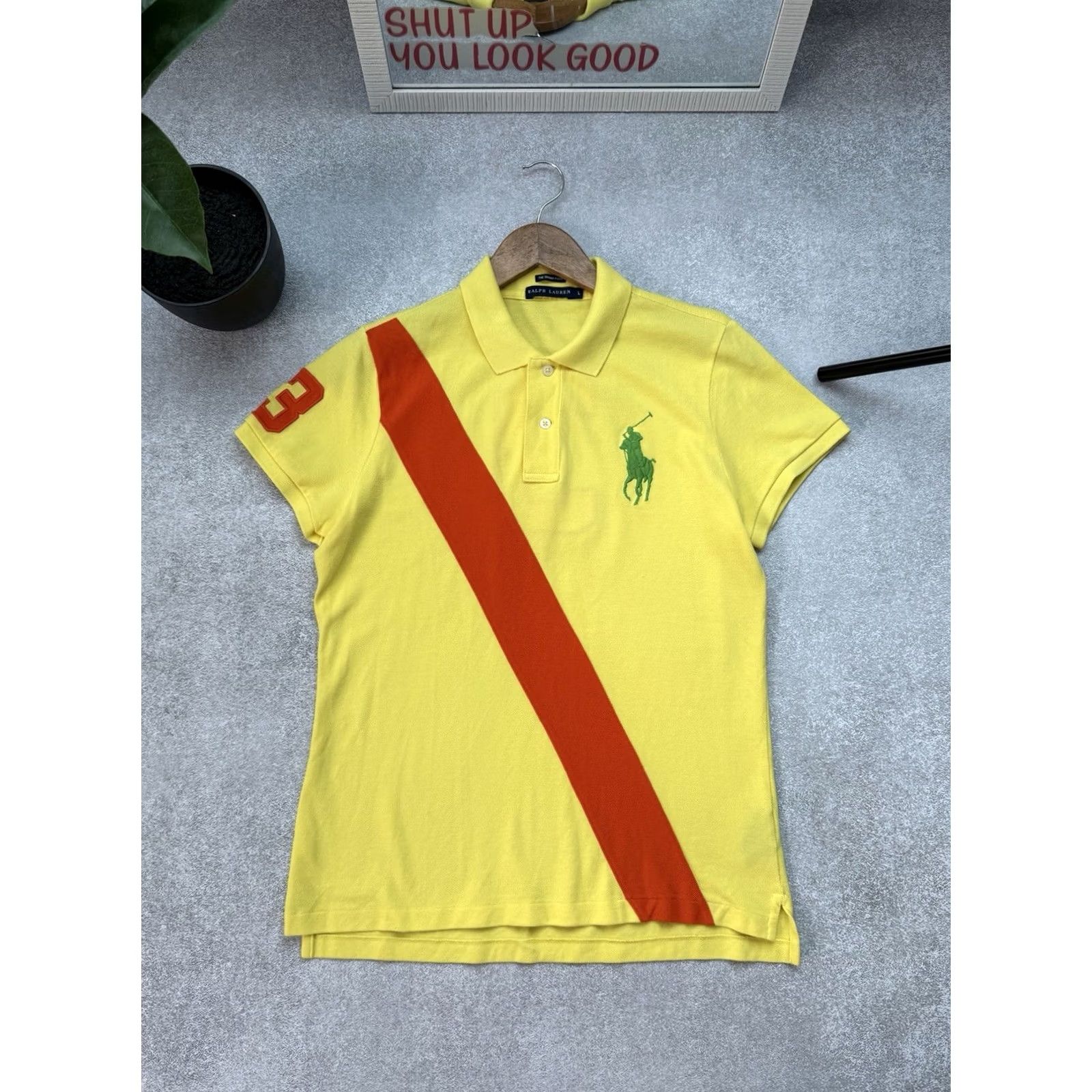 Ralph Lauren Ralph Lauren Polo Shirt Women's L Yellow 90s Y2K Big Pony Beaded Short Sleeve Collared Vintage Polo Ralph Lauren Big Pony Shirt Size L / US 10 / IT 46 - 2 Thumbnail