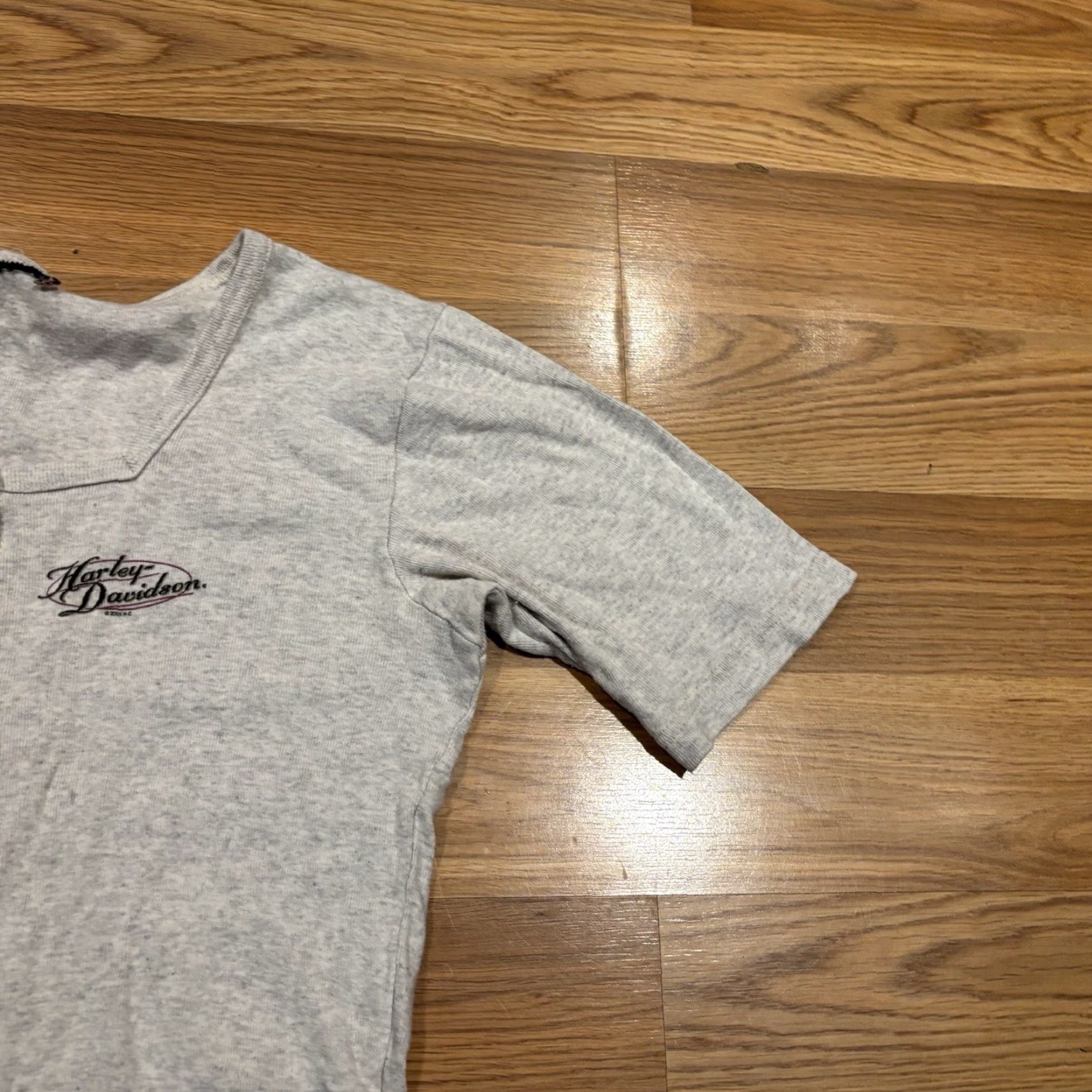 Harley Davidson VINTAGE Harley-Davidson Button-Down Shirt 3/4 Sleeve Women’s Size M Gray Cotton Polyester 2001 Motor Cycle Biker 90s Women's Crew Neck Casual Size M / US 6-8 / IT 42-44 - 5 Thumbnail
