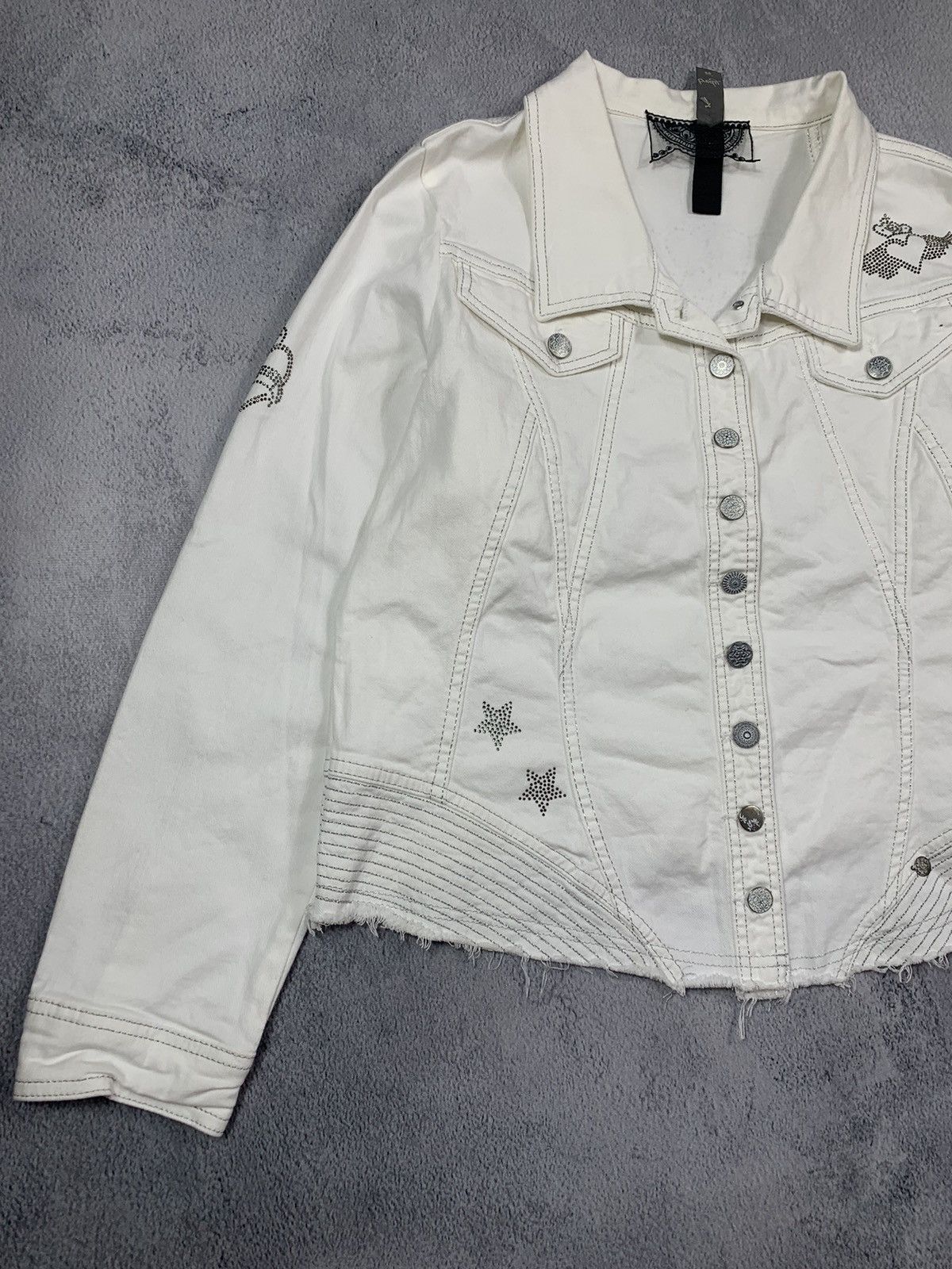 Japanese Brand × Vintage Vintage Y2K Crown wings Sequins denim jacket opium style XL Size XL / US 12-14 / IT 48-50 - 6 Thumbnail