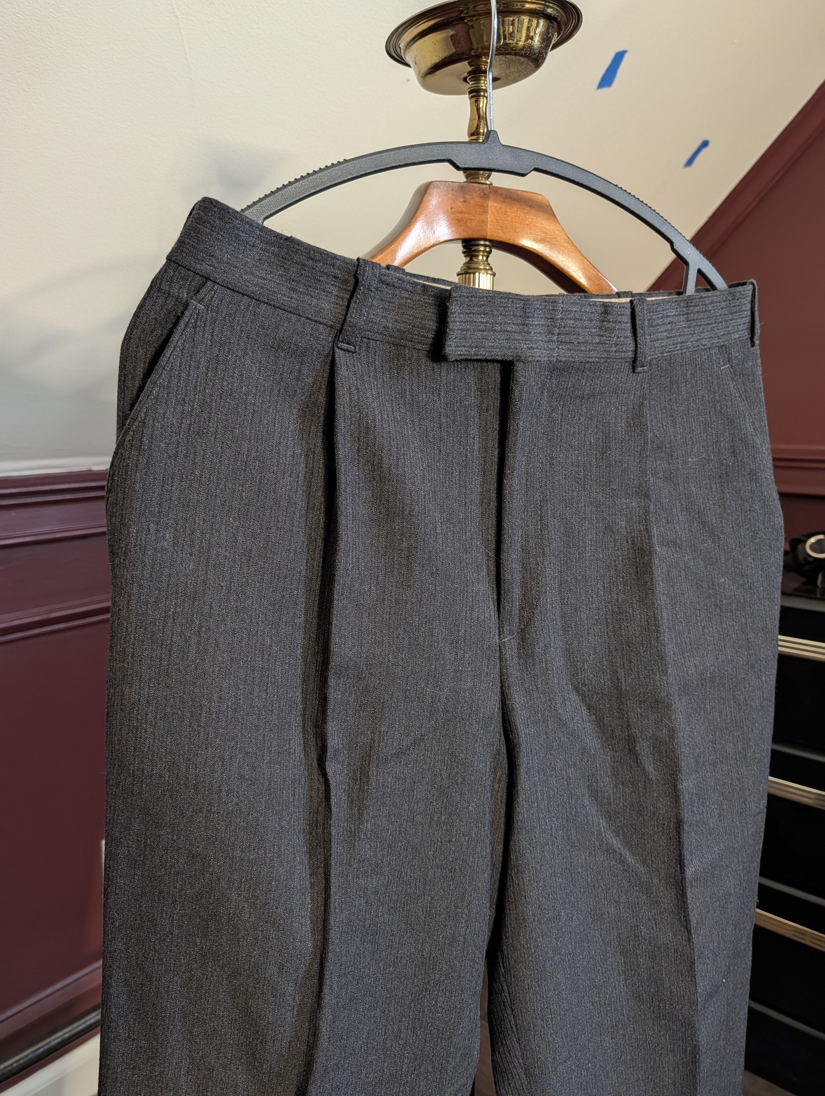 Perry Ellis MARC JACOBS ERA Early 90s textured stripe wool pants Size US 32 / EU 48 - 2 Thumbnail