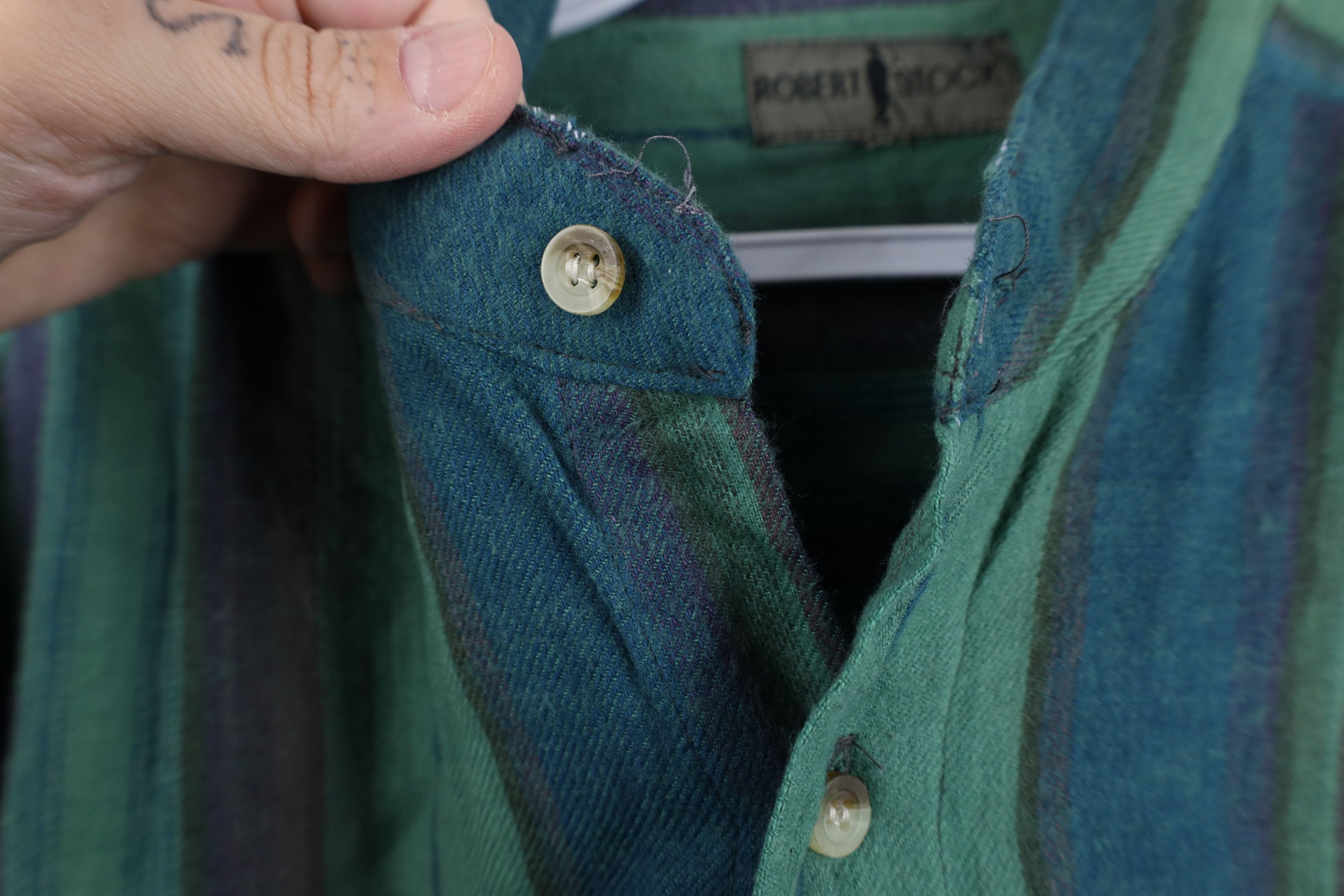 Vintage Vintage 90s Streetwear Flannel Band Collar Button Shirt Size US XXL / EU 58 / 5 - 8 Thumbnail