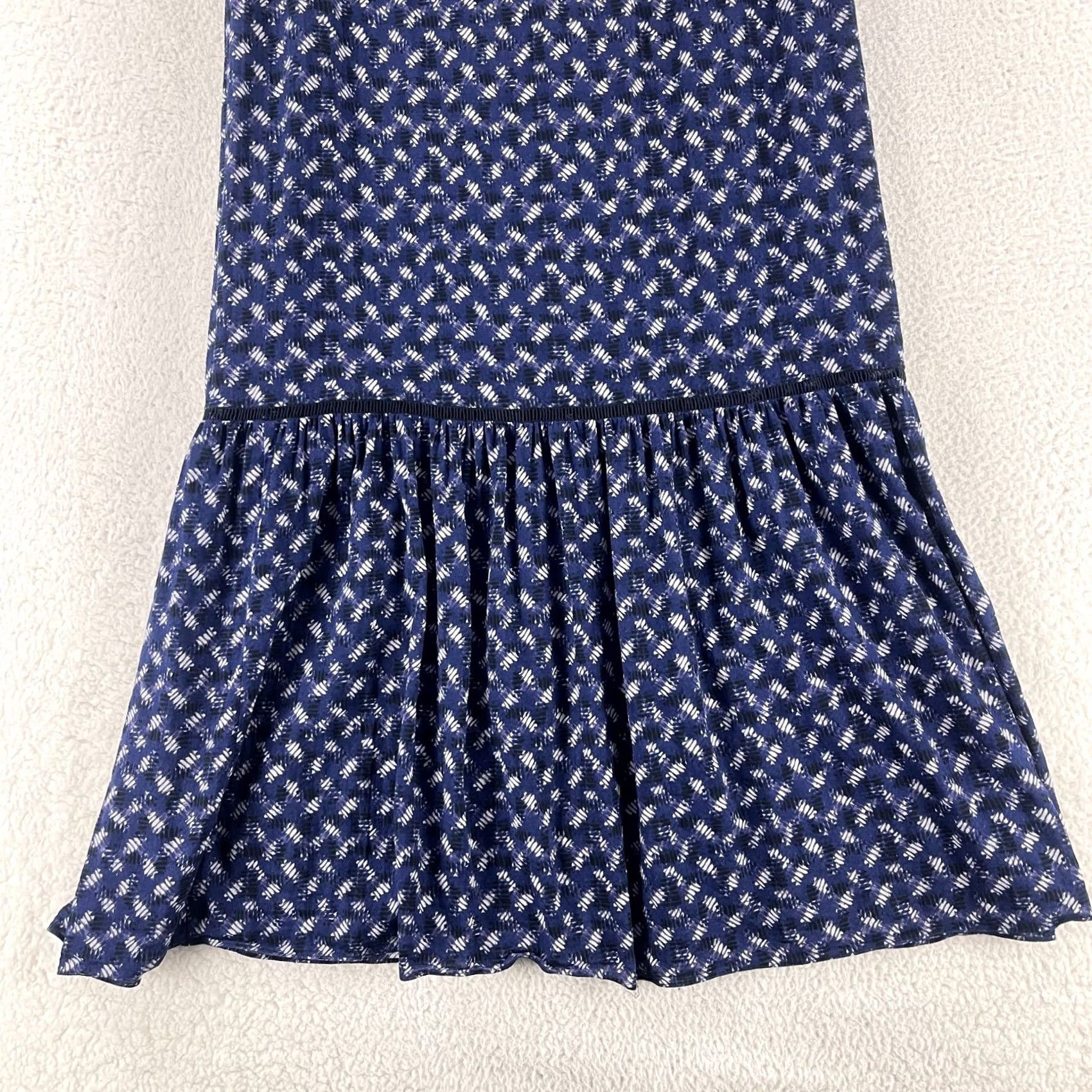 Rebecca Taylor Rebecca Taylor Maxi Dress Womens Size 4 Blue Geometric Print 100% Cotton Casual V-Neck Sleeveless Strappy Sleeve Geometric Print Long Dress Size S / US 4 / IT 40 - 3 Thumbnail