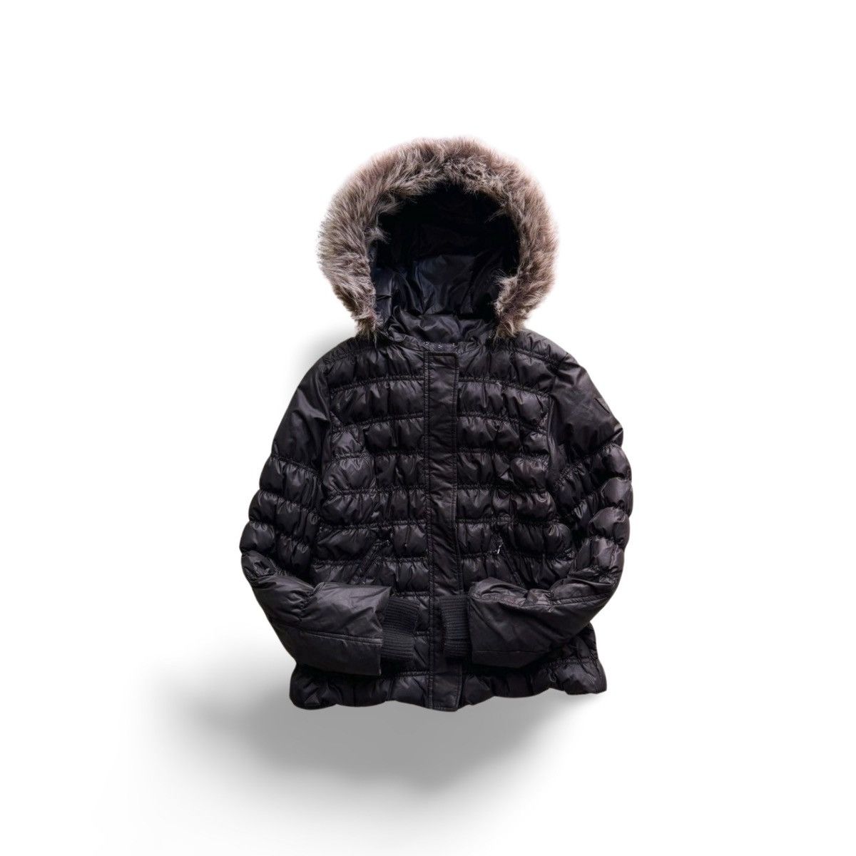 Vintage Vintage Guess Y2K Faux Fur Hood Down Feather Puffer Jacket Size L / US 10 / IT 46 - 1 Thumbnail