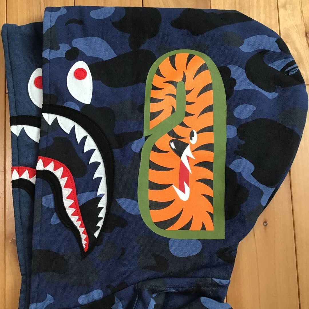 Bape BAPE Double Shark Full Zip Hoodie Blue camo a bathing ape Size US M / EU 48-50 / 2 - 5 Thumbnail