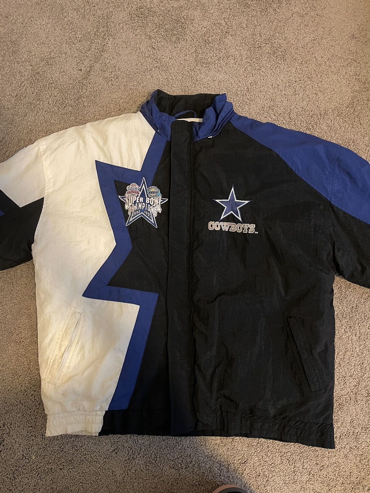 image of Nfl x Vintage Dallas Cowboys Puffer Jacket in Black, Men's (Size 2XL)