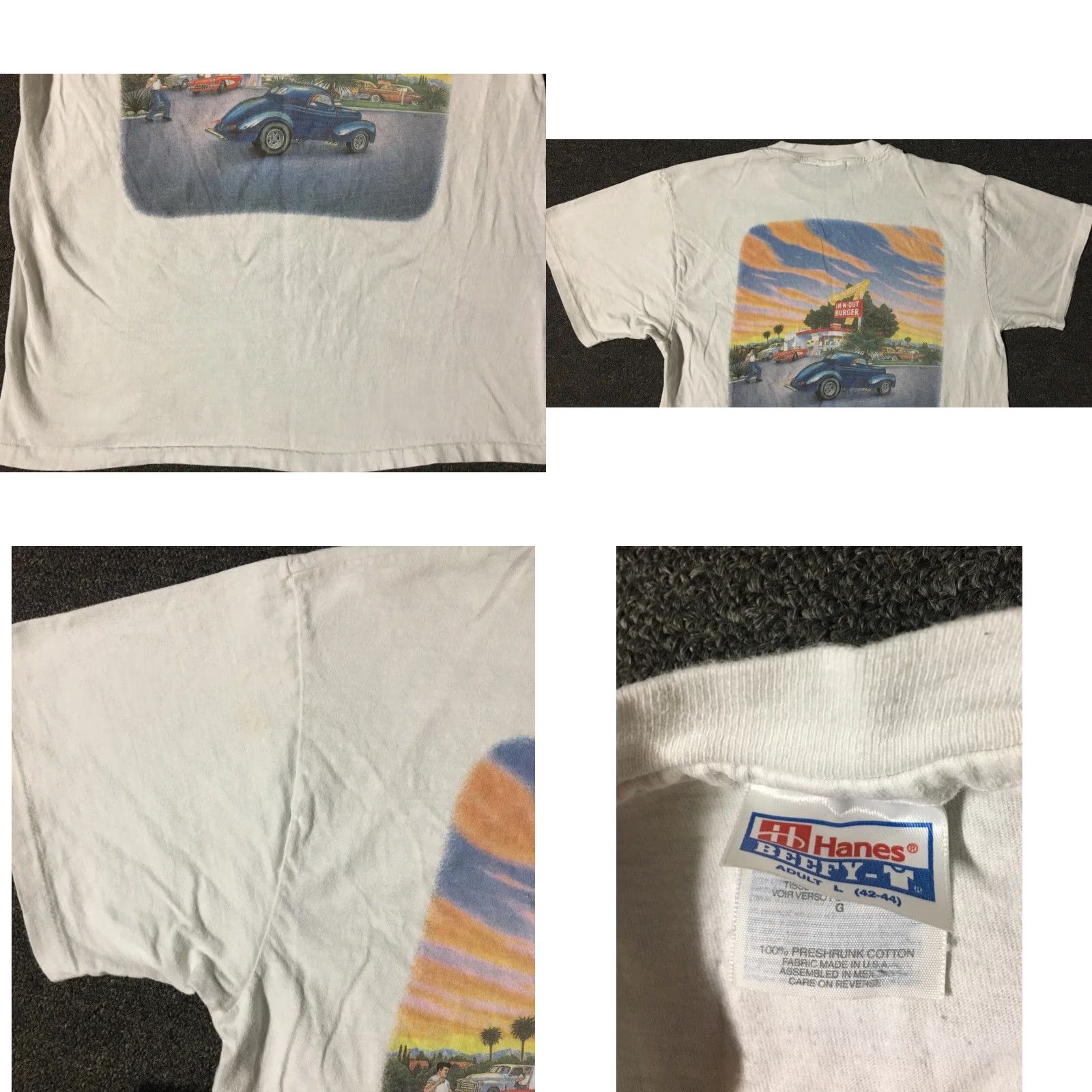 Vintage Vtg 90s In N Out Burger Faded Hot Rod Car Shirt M Fast Food Art Surf Grunge 80s Size US M / EU 48-50 / 2 - 9 Thumbnail