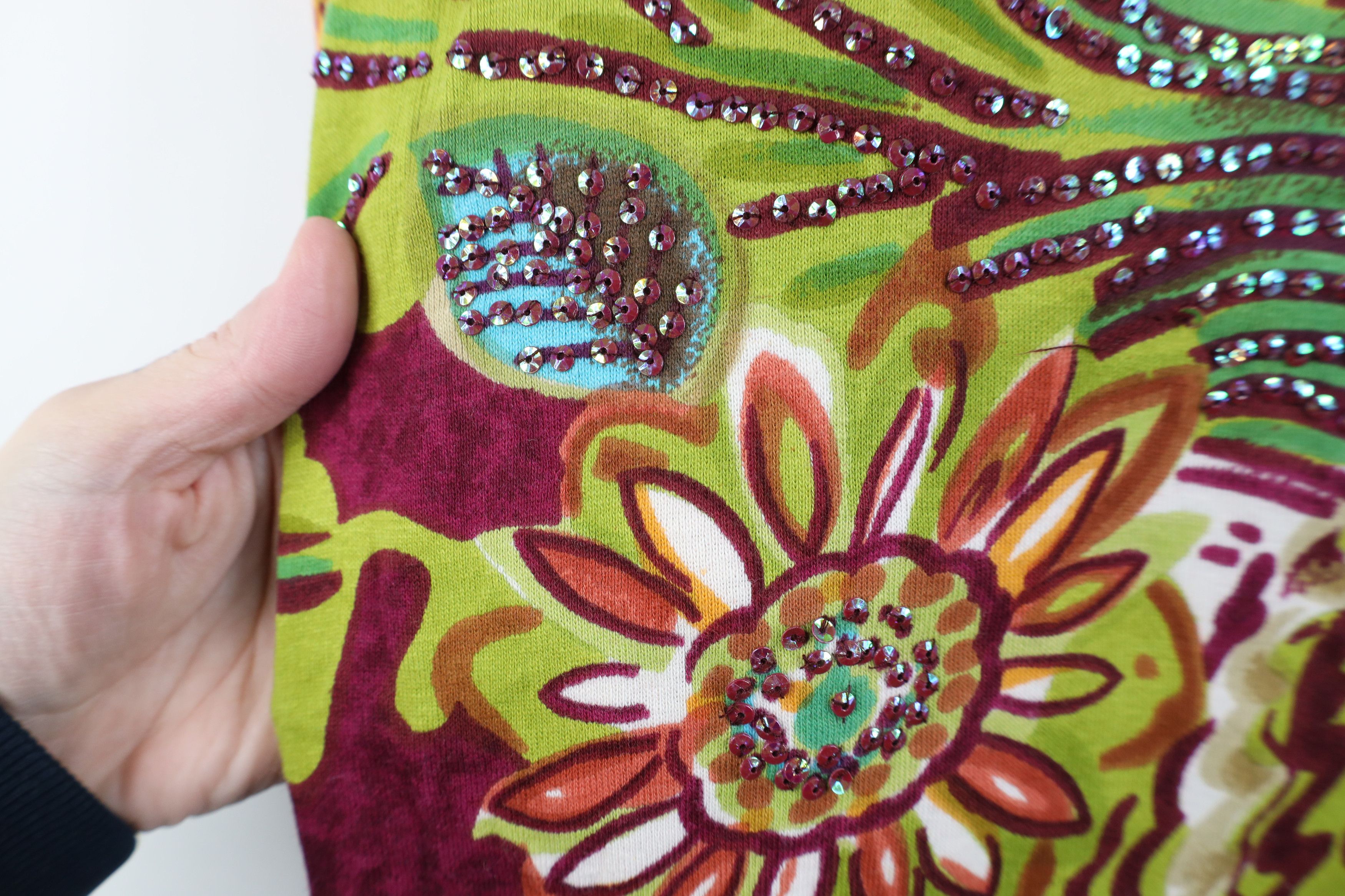 Vintage Vintage 90s Y2K Streetwear Abstract Sequin Flower T-Shirt Size L / US 10 / IT 46 - 5 Thumbnail