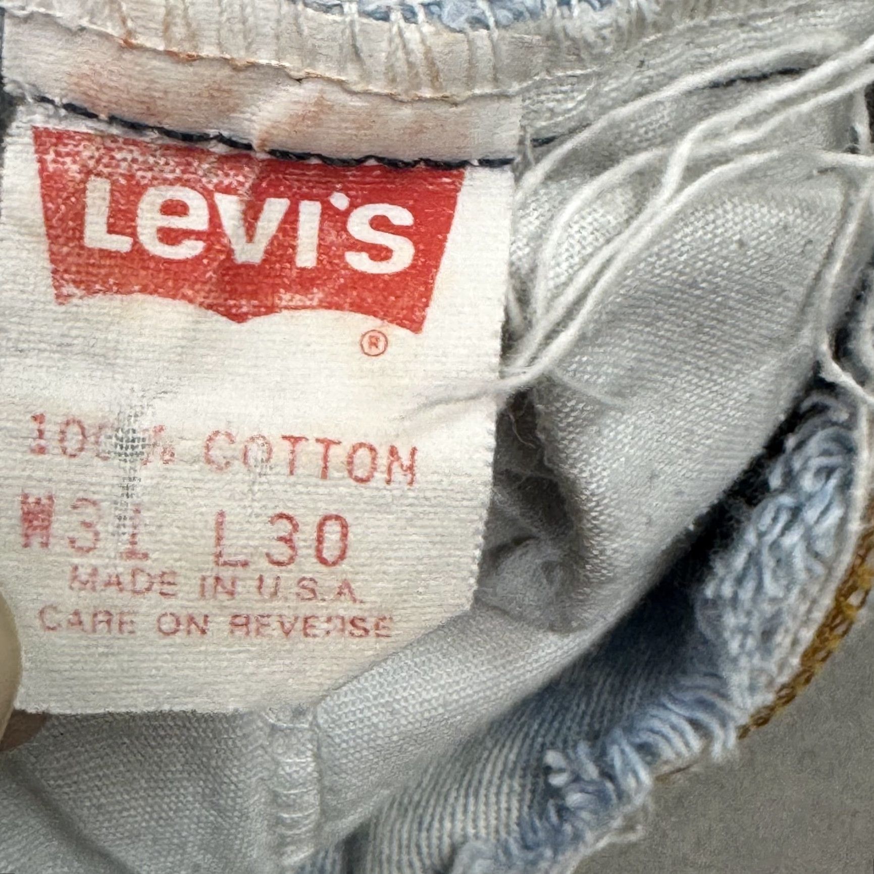 Levi's VINTAGE Levi's Jeans Mens 30x30 Blue 80s Orange Tab Made USA Levi's 550 90s 80s Jeans Mens Blue - Relaxed 5-Pocket Denim Shirt? Size US 31 - 4 Thumbnail