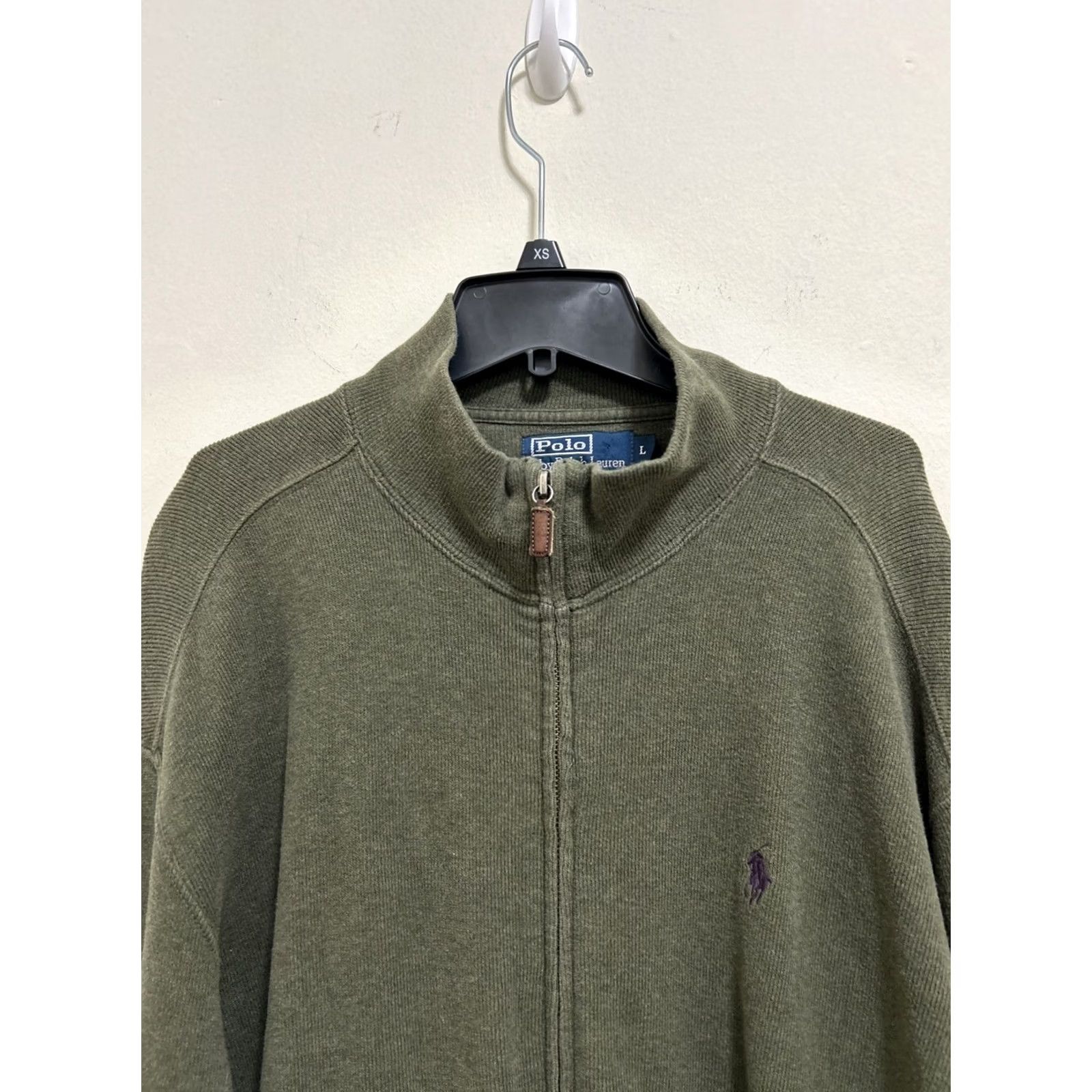 Ralph Lauren Polo Ralph Lauren Sweater Mens L Green Olive Ribbed Full Zip Hoodie Pony YKK Size US L / EU 52-54 / 3 - 2 Thumbnail