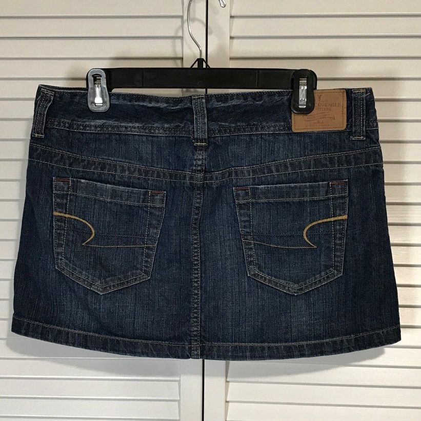 American Eagle Outfitters American Eagle Y2K Denim Jean Mini A-line Skirt 14 Size 36" / US 14 / IT 50 - 2 Thumbnail