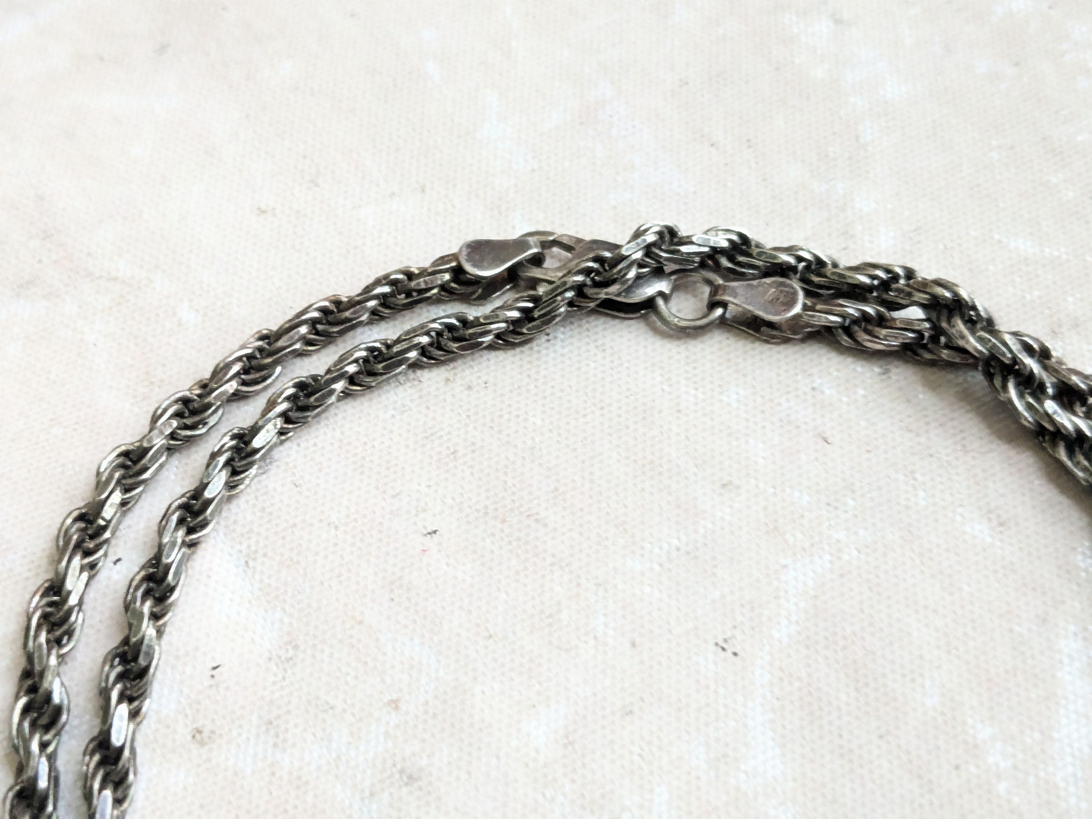 Jewelry Vintage Sterling Silver Rope Necklace Twist 20" Italy Size ONE SIZE - 5 Thumbnail