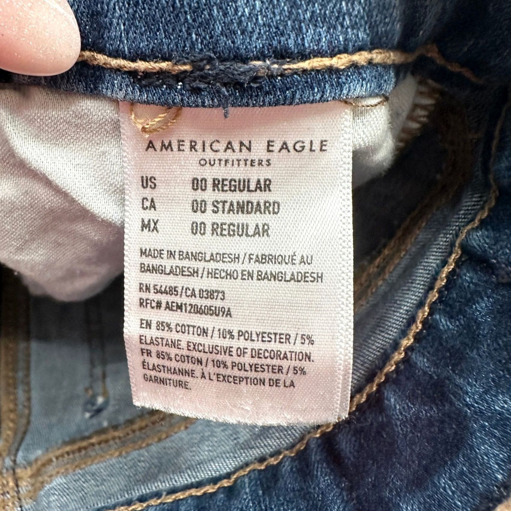 Vintage VINTAGE? No. American Eagle The Dream Jean Womens 00 Regular Blue Distressed Skinny High Rise Size 24" / US 00 / IT 34 - 3 Thumbnail