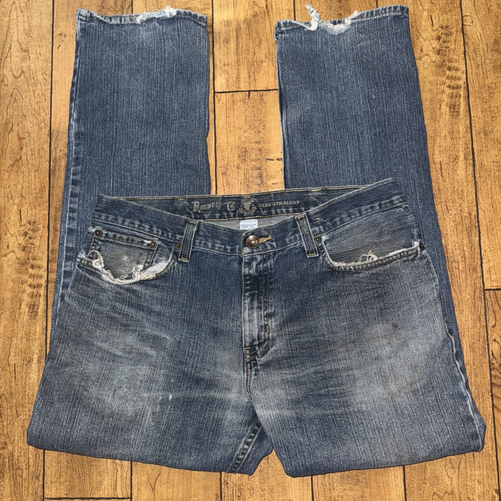 CO Roebuck & Co Jeans Slim Straight Denim 36x33 Men Blue Slim Fit Straight Leg Regular Size 36 33 Inseam Size US 36 / EU 52 - 5 Thumbnail