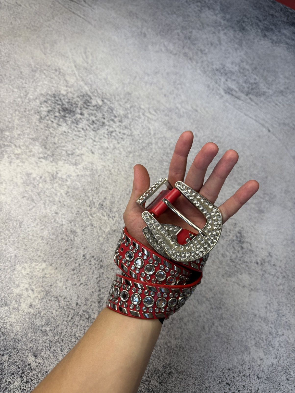 B.B. Simon Y2k 2000s BB Simon Type Red Rhinestone Crystal Belt Size ONE SIZE - 1 Thumbnail