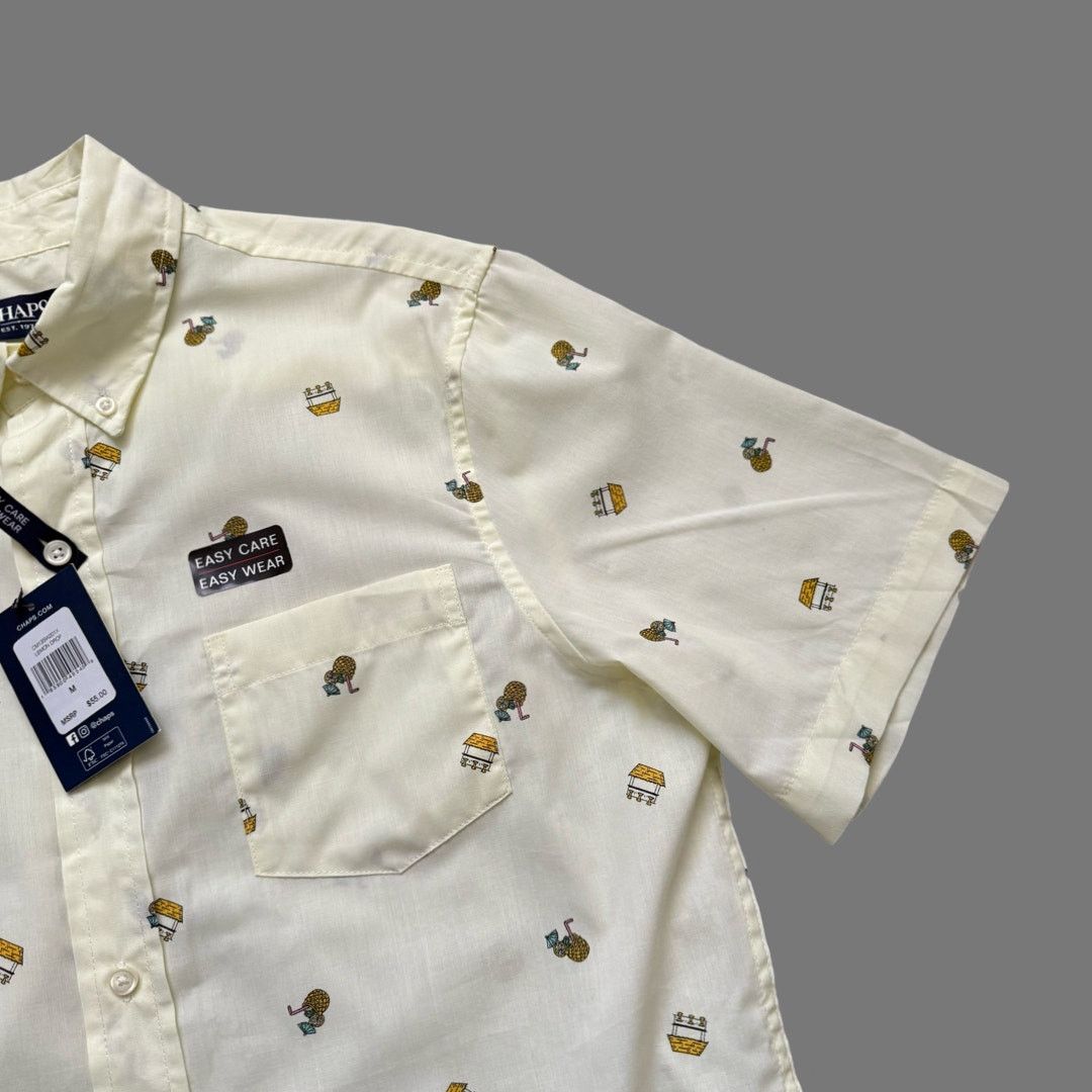 Chaps Chaps Yellow Patterned Button Collar Easy Care Size M NWT Size US M / EU 48-50 / 2 - 3 Thumbnail