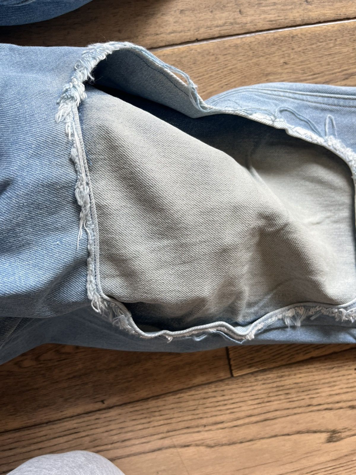 Japanese Brand × Vetements Vetements style double layer blowout knee denim Size US 31 - 4 Thumbnail