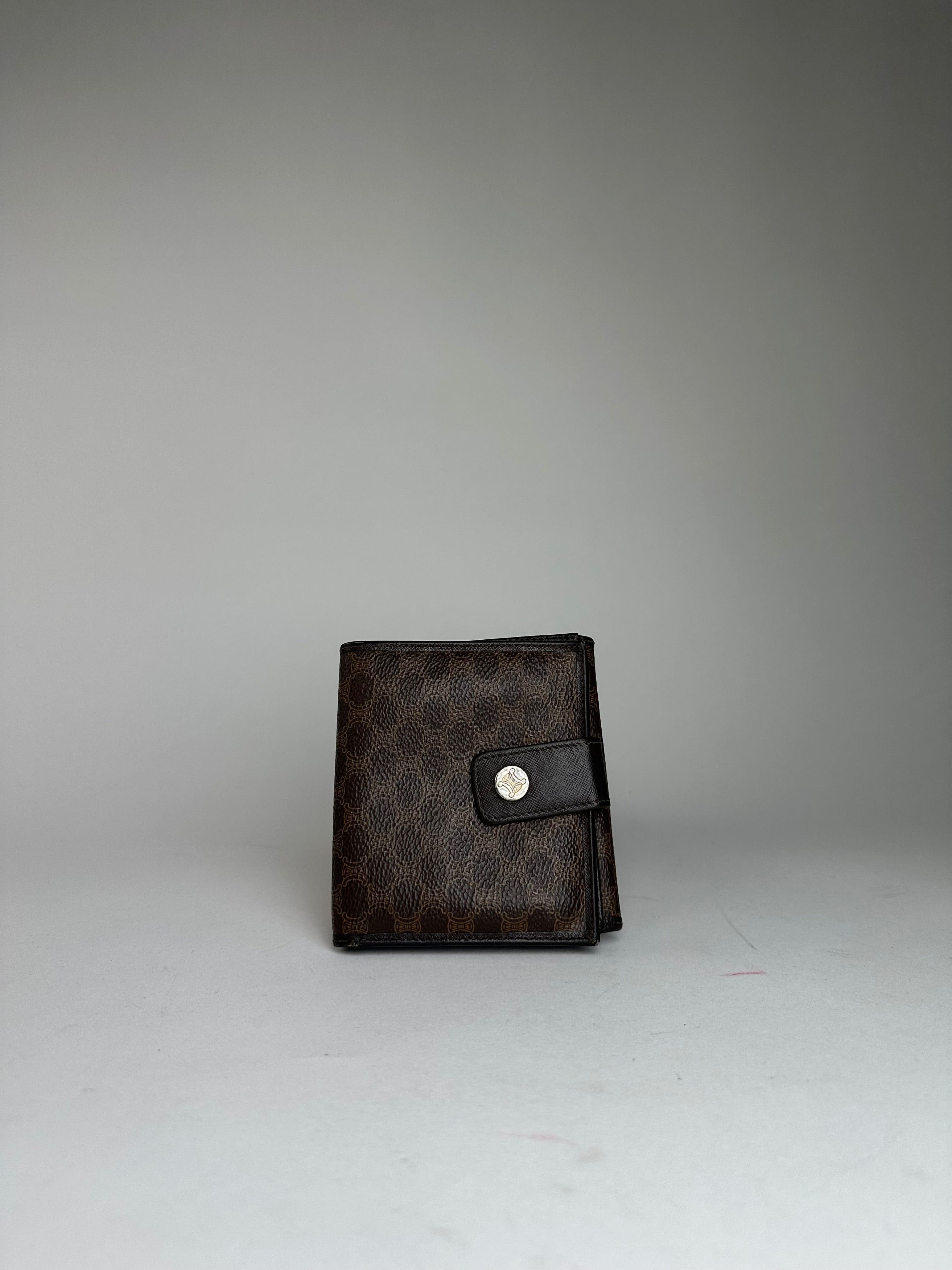 Celine Vintage Triomphe Monogram Coated Canvas Bifold Wallet Brown Size ONE SIZE - 1 Thumbnail