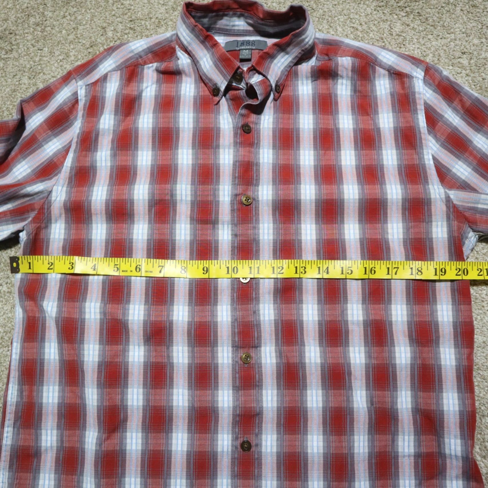 Vintage Saddlebred Shirt Button-Up Long Sleeve Adults M Red Plaid 1888 American Style Classic Fit with Pockets Men Size US M / EU 48-50 / 2 - 4 Thumbnail