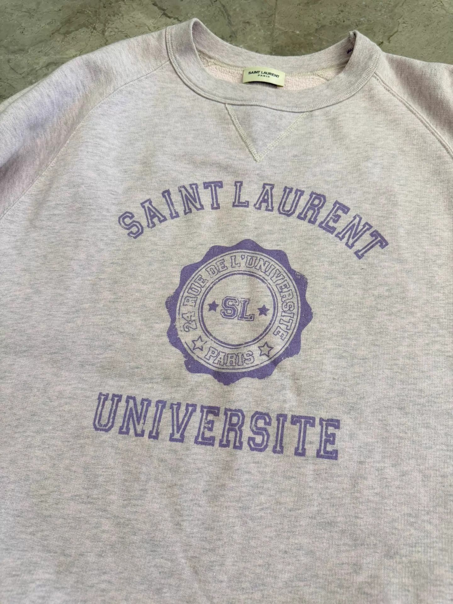 Saint Laurent Paris Saint Laurent gray-purple logo preppy sweatshirt unisex M Size US M / EU 48-50 / 2 - 2 Thumbnail