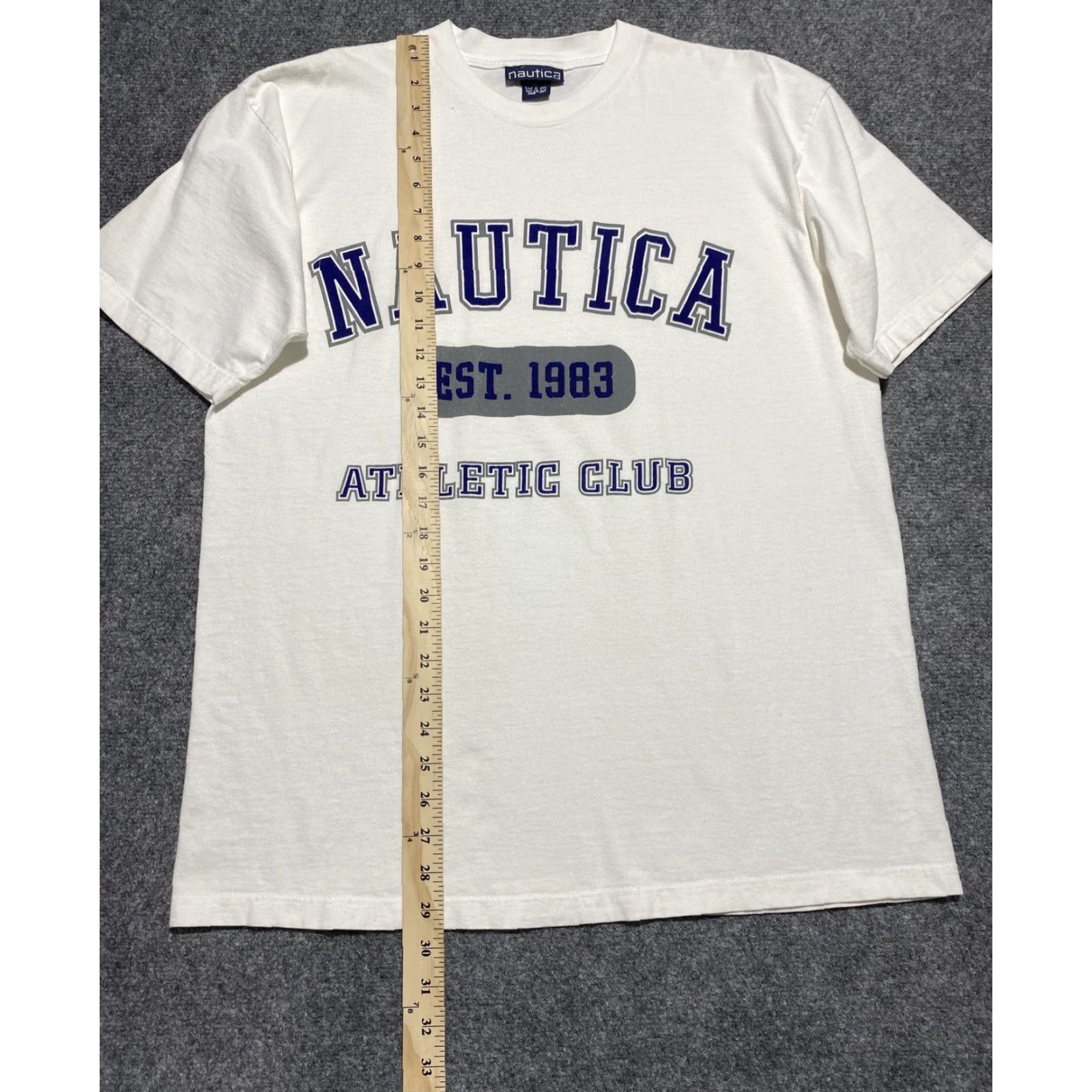 Nautica VINTAGE Nautica Shirt Mens M White Athletic Club Est 1983 Graphic Spell Out USA Size US M / EU 48-50 / 2 - 5 Thumbnail