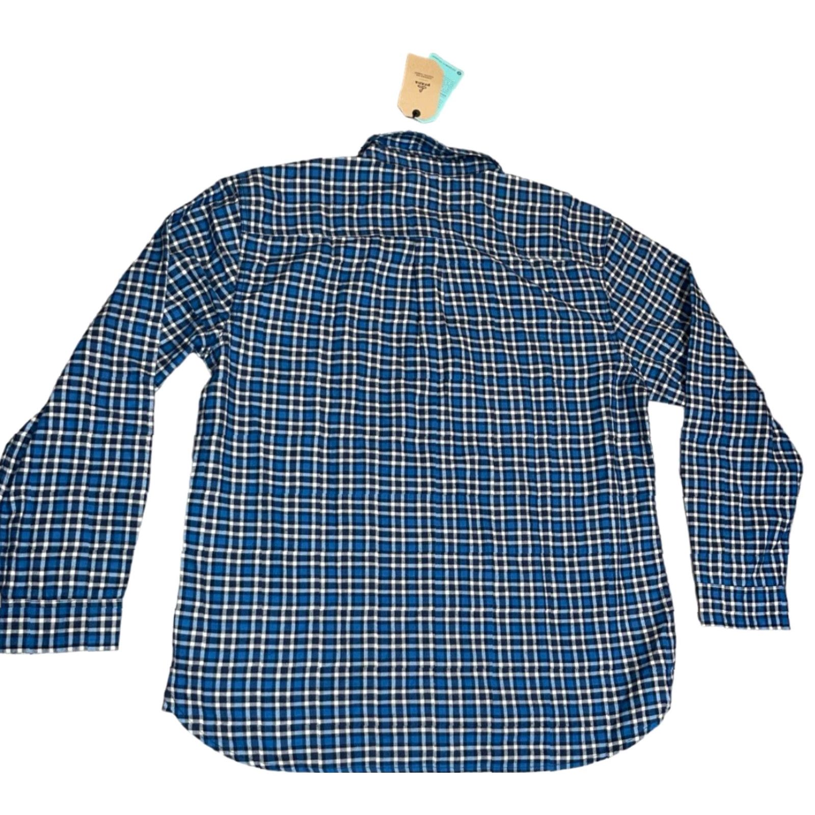 Prana PrAna Los Feliz Flannel Shirt Admiral Blue White Plaid Men’s XXL Slim Fit NWT Size US XXL / EU 58 / 5 - 7 Thumbnail