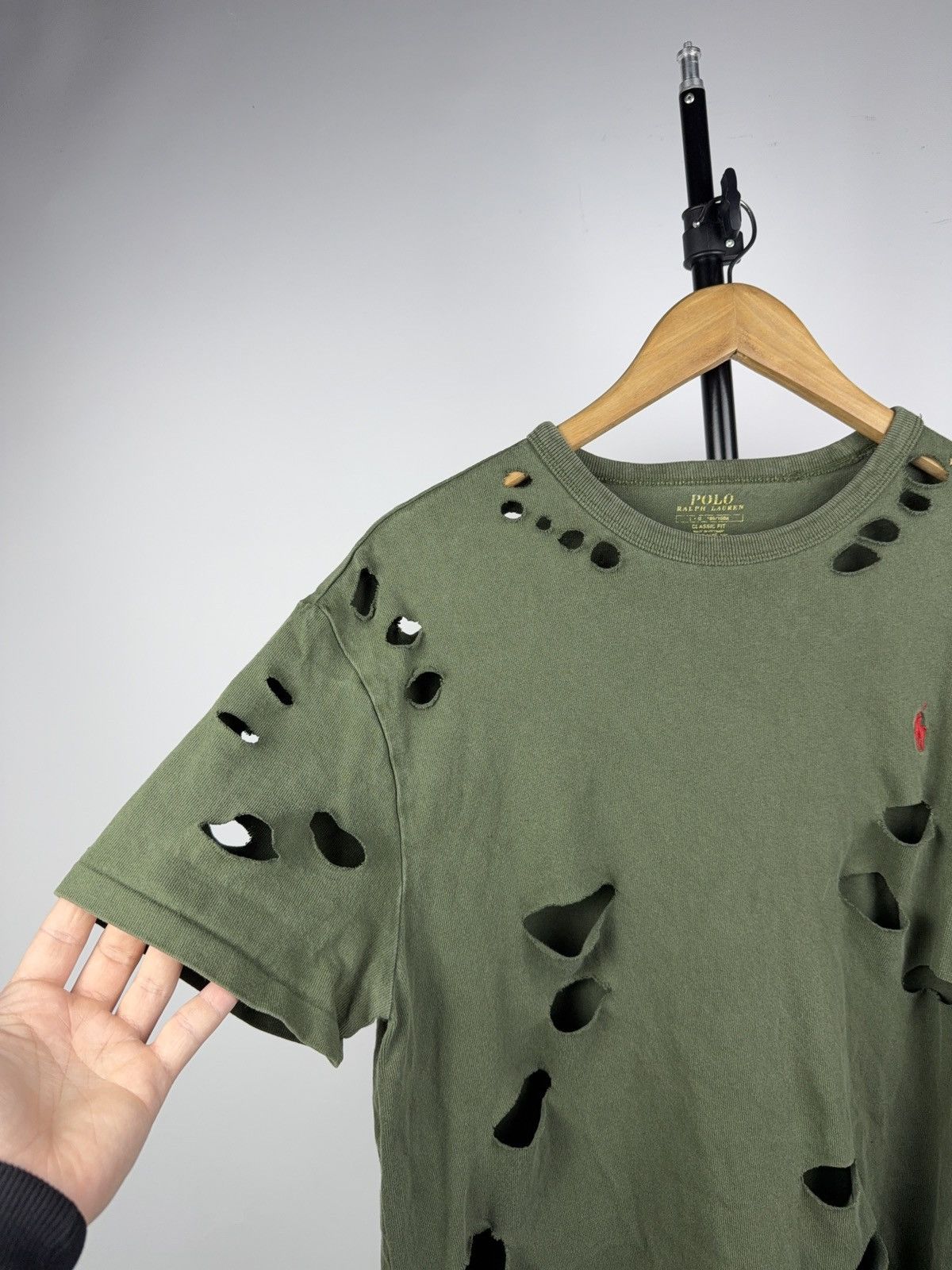 Polo Ralph Lauren 00s Vintage Polo Ralph Lauren Distressed Grunge Army Y2K Tee Size US L / EU 52-54 / 3 - 2 Thumbnail