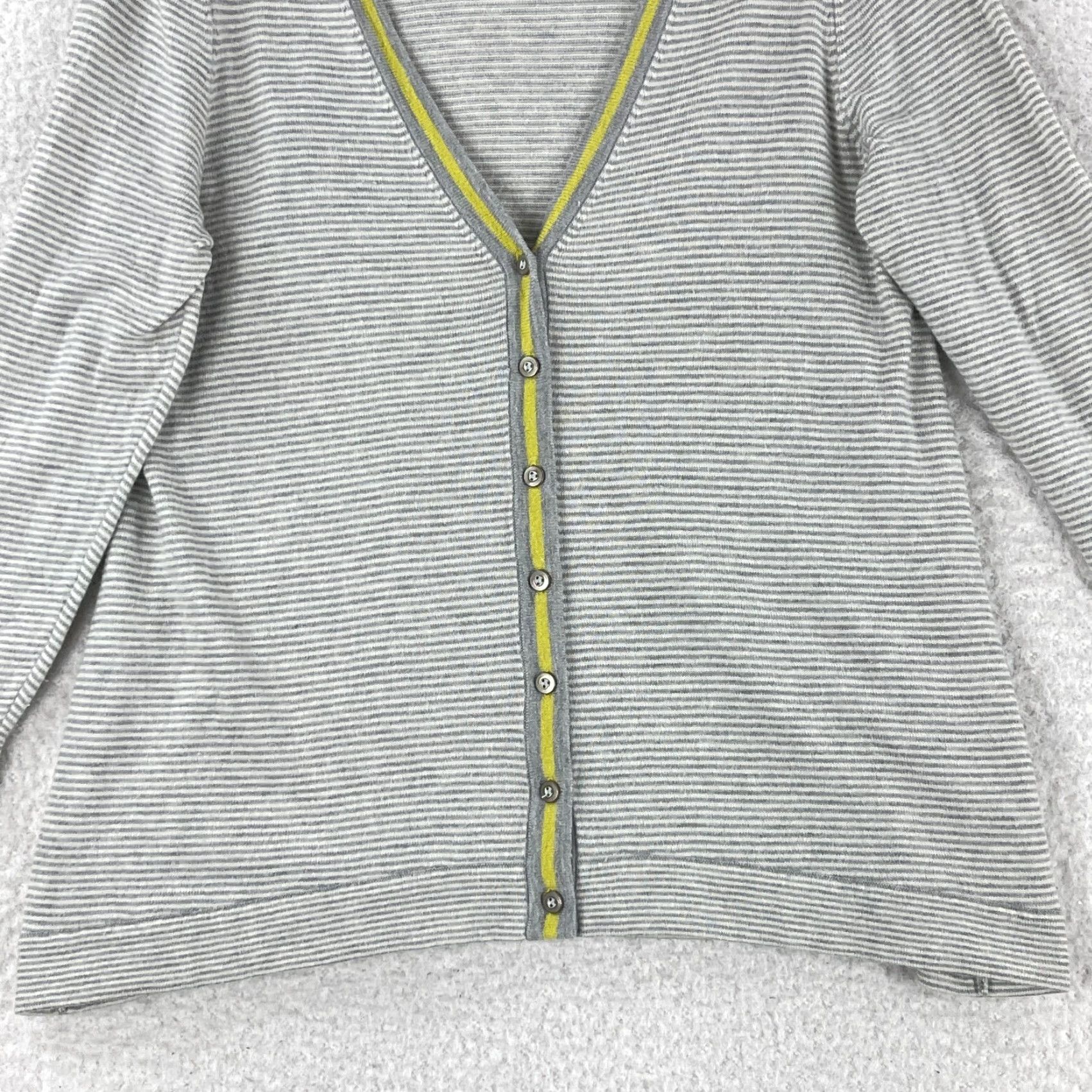 J. Jill J. Jill Cardigan Sweater Womens Large Petite Gray Stripe Long Sleeve Knit Size L / US 10 / IT 46 - 6 Thumbnail