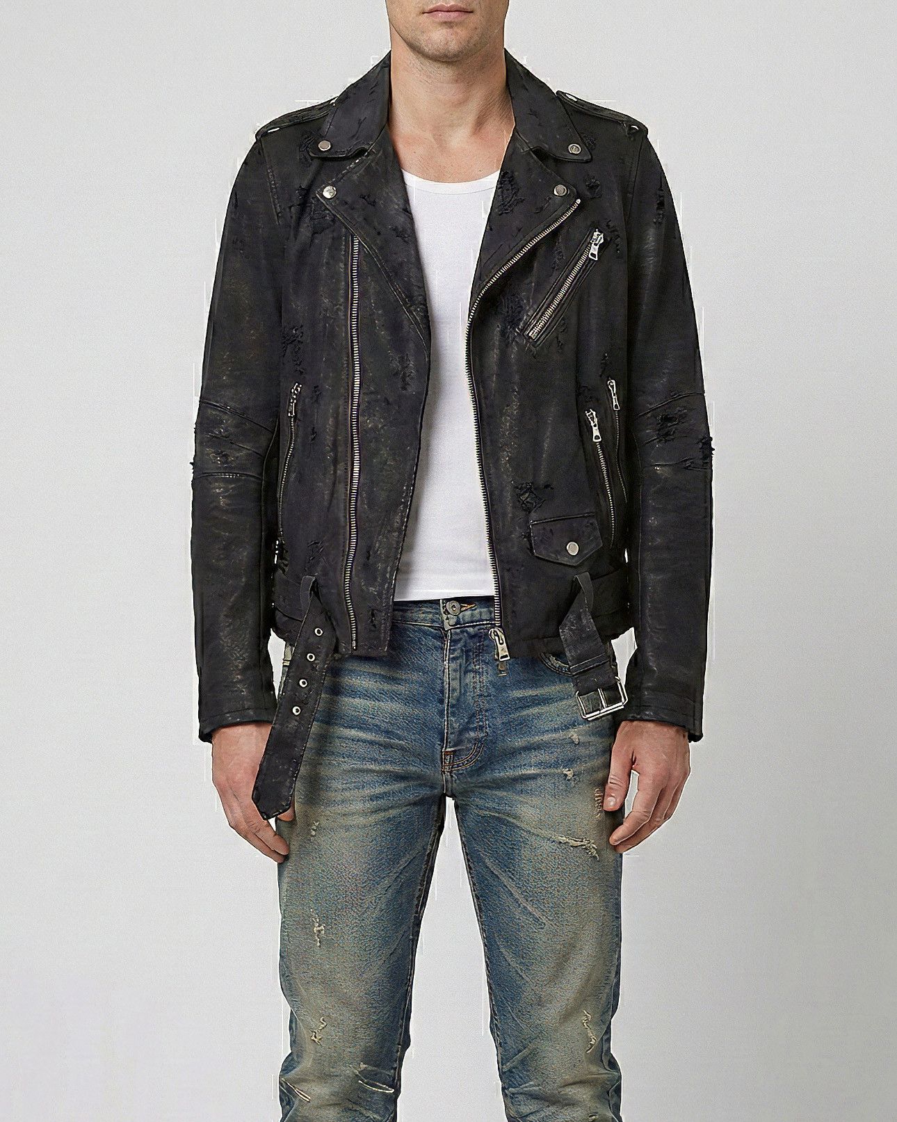Amiri Great Distressed Biker Jacket Size US M / EU 48-50 / 2 - 1 Thumbnail