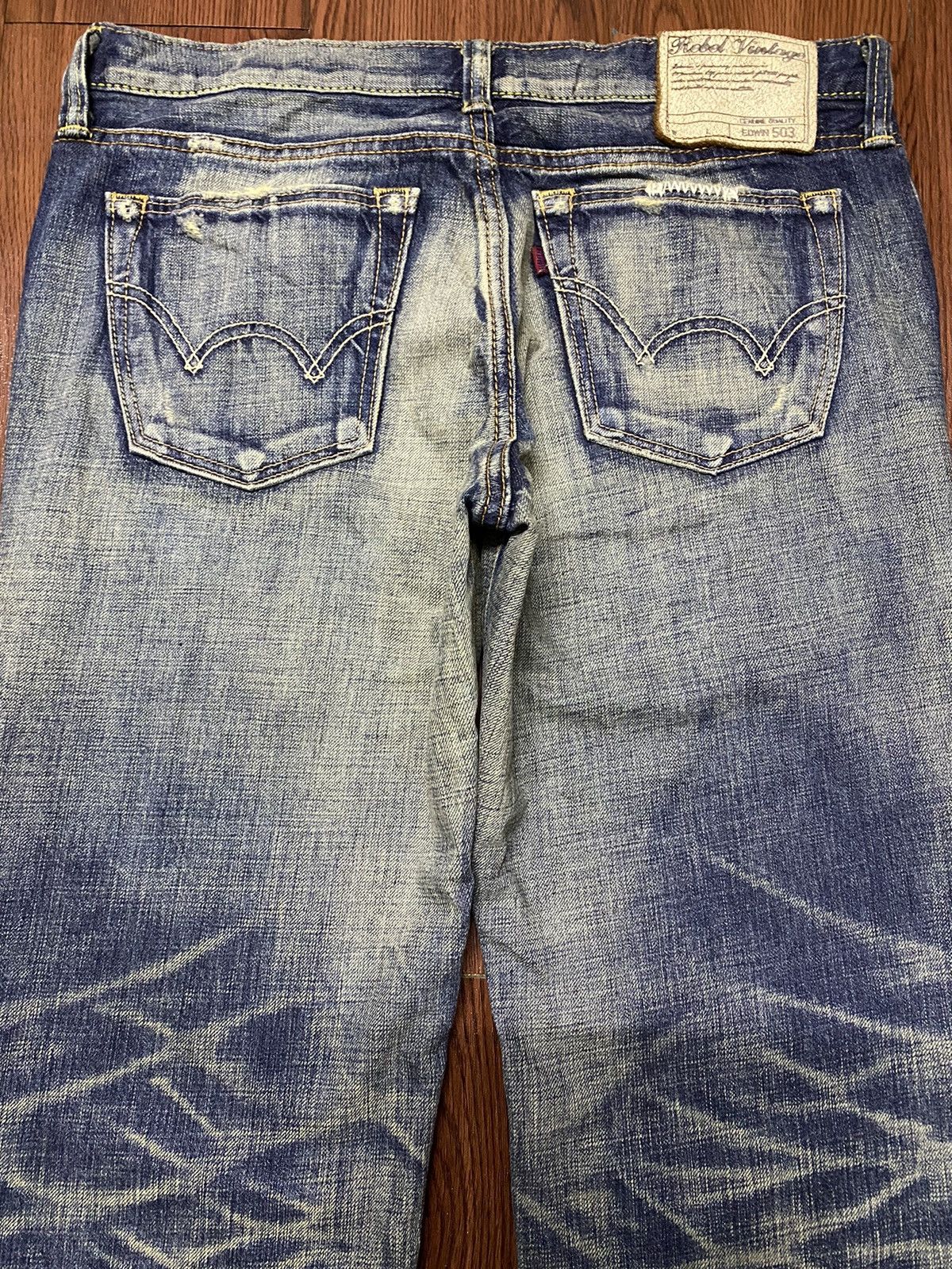 Japanese Brand Vintage Japanesed Brand Edwin MudWash Distressed Fit Jeans Size US 31 - 4 Thumbnail