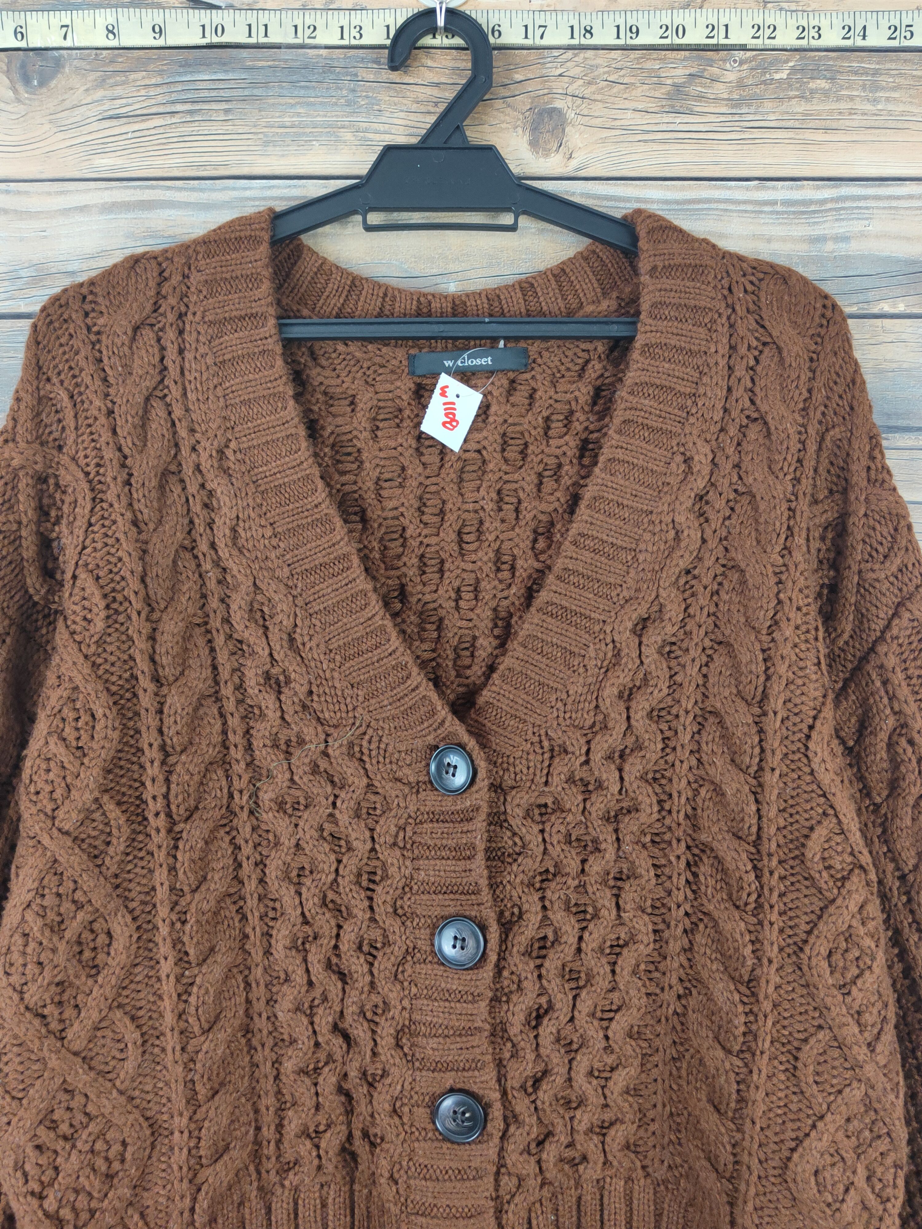 Aran Isles Knitwear W Closet Dark Brown Knitwear Cardigan Crop Tops #W1108 Size M / US 6-8 / IT 42-44 - 2 Thumbnail