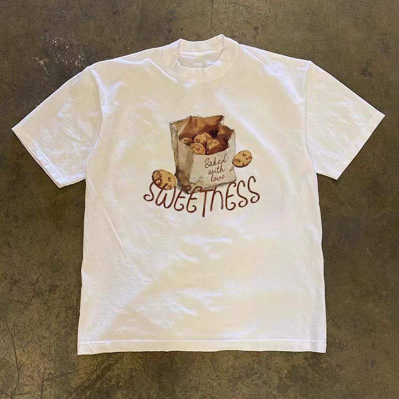 Vintage White washed vintage cookie print cotton t-shirt Size US M / EU 48-50 / 2 - 1 Thumbnail